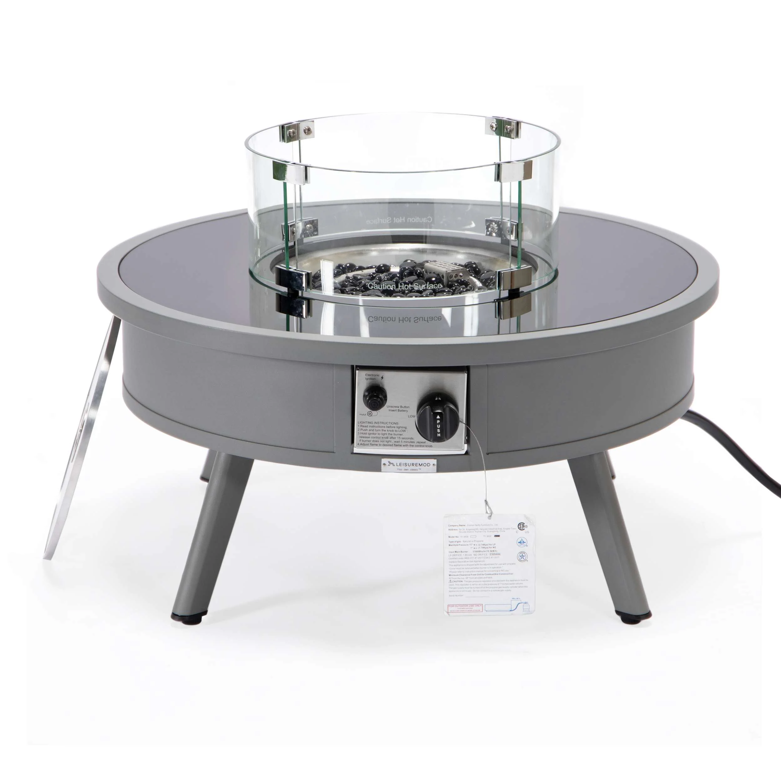 Leisuremod Walbrooke Outdoor Patio Aluminum Round Fire Pit Side Table - Image 37