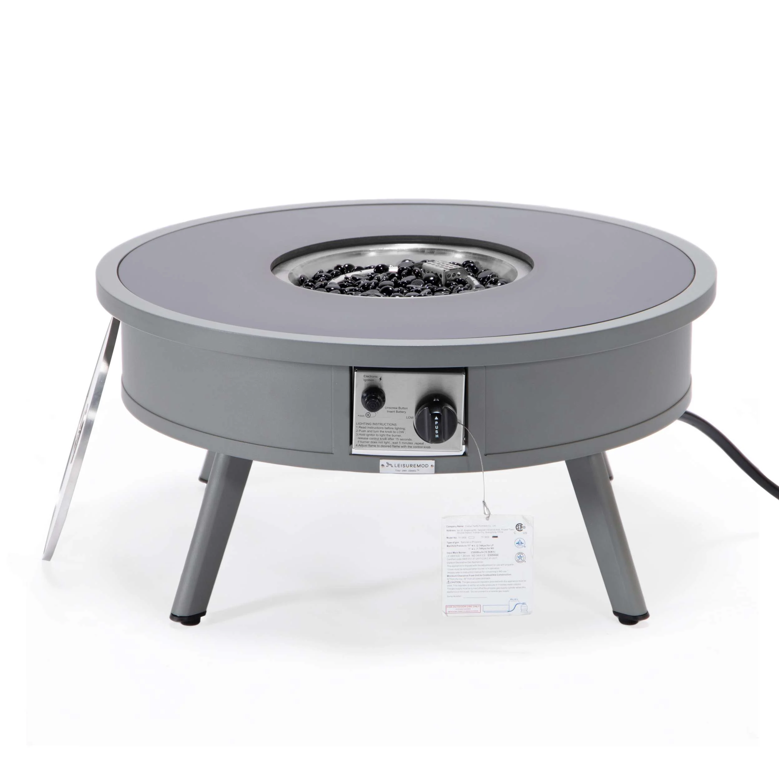 Leisuremod Walbrooke Outdoor Patio Aluminum Round Fire Pit Side Table - Image 38