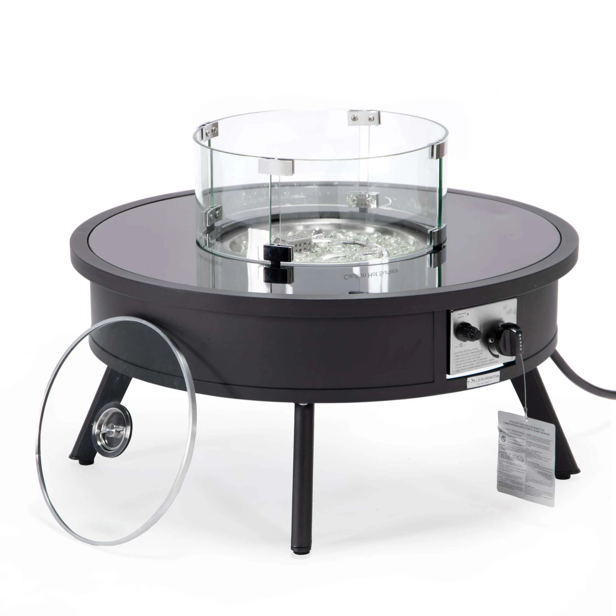 Leisuremod Walbrooke Outdoor Patio Aluminum Round Fire Pit Side Table - Image 4