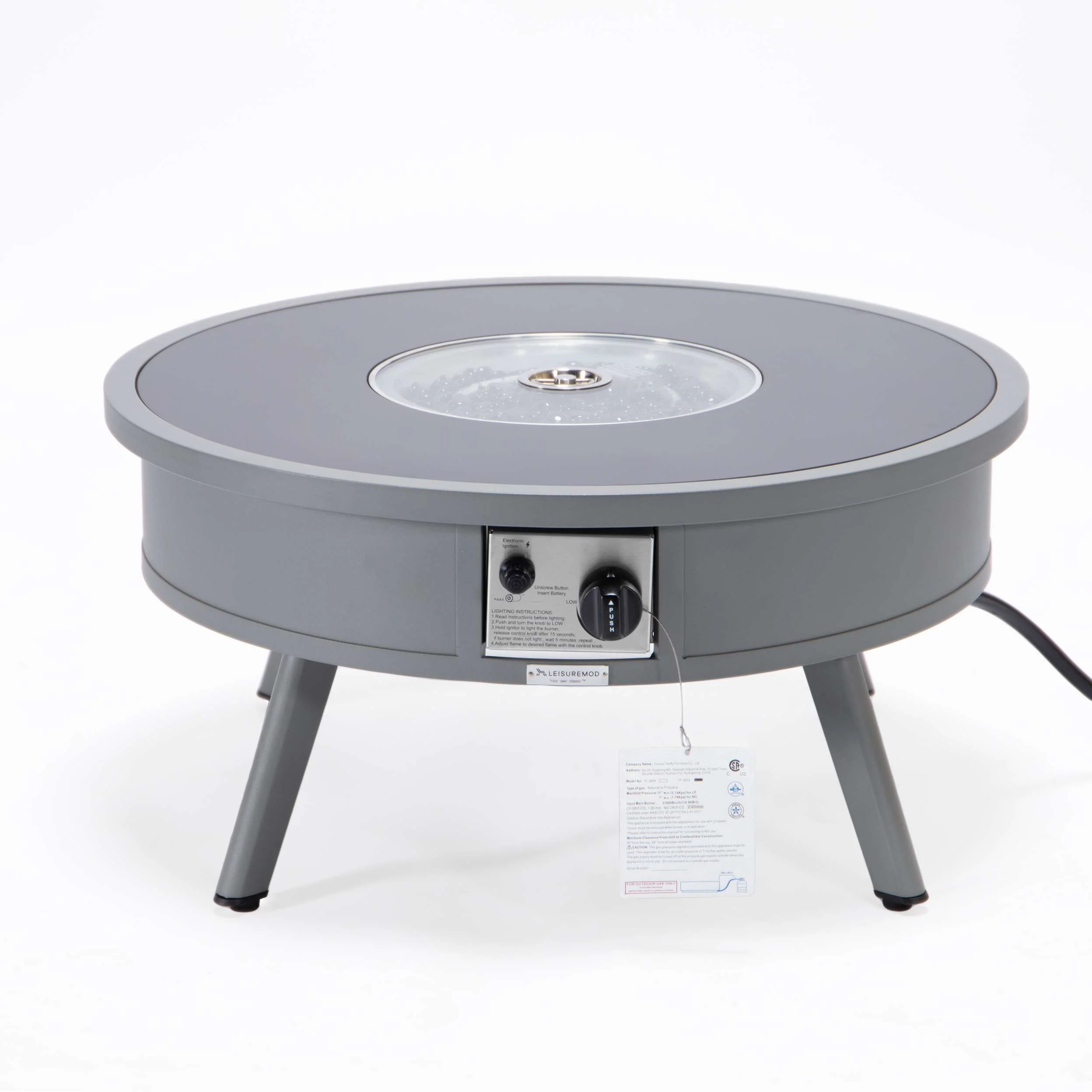 Leisuremod Walbrooke Outdoor Patio Aluminum Round Fire Pit Side Table - Image 41