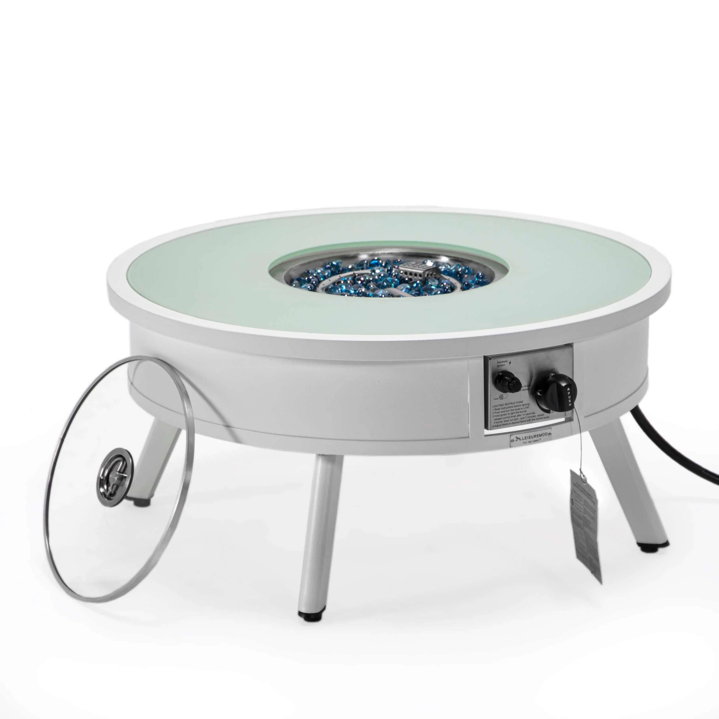 Leisuremod Walbrooke Outdoor Patio Aluminum Round Fire Pit Side Table - Image 43