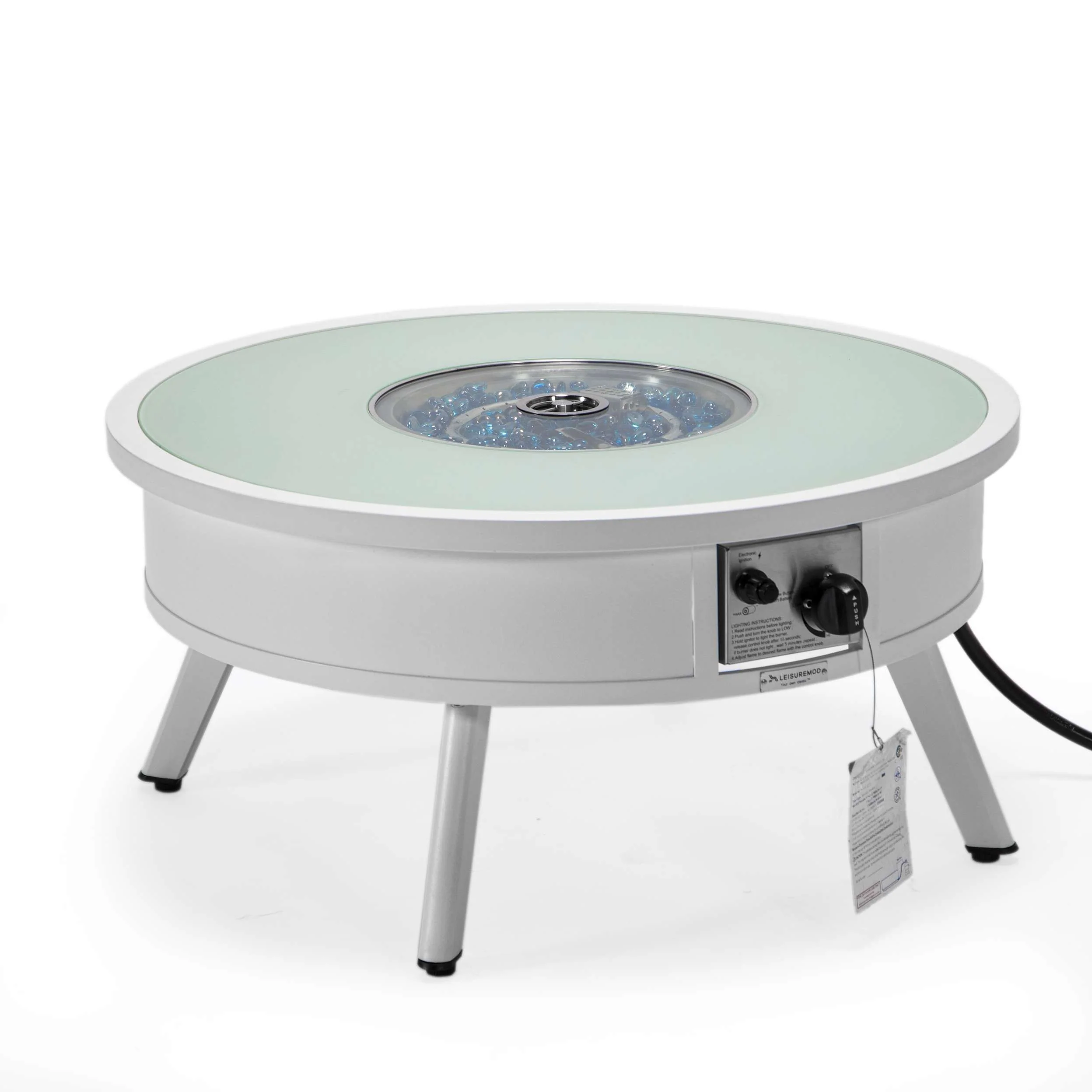 Leisuremod Walbrooke Outdoor Patio Aluminum Round Fire Pit Side Table - Image 44