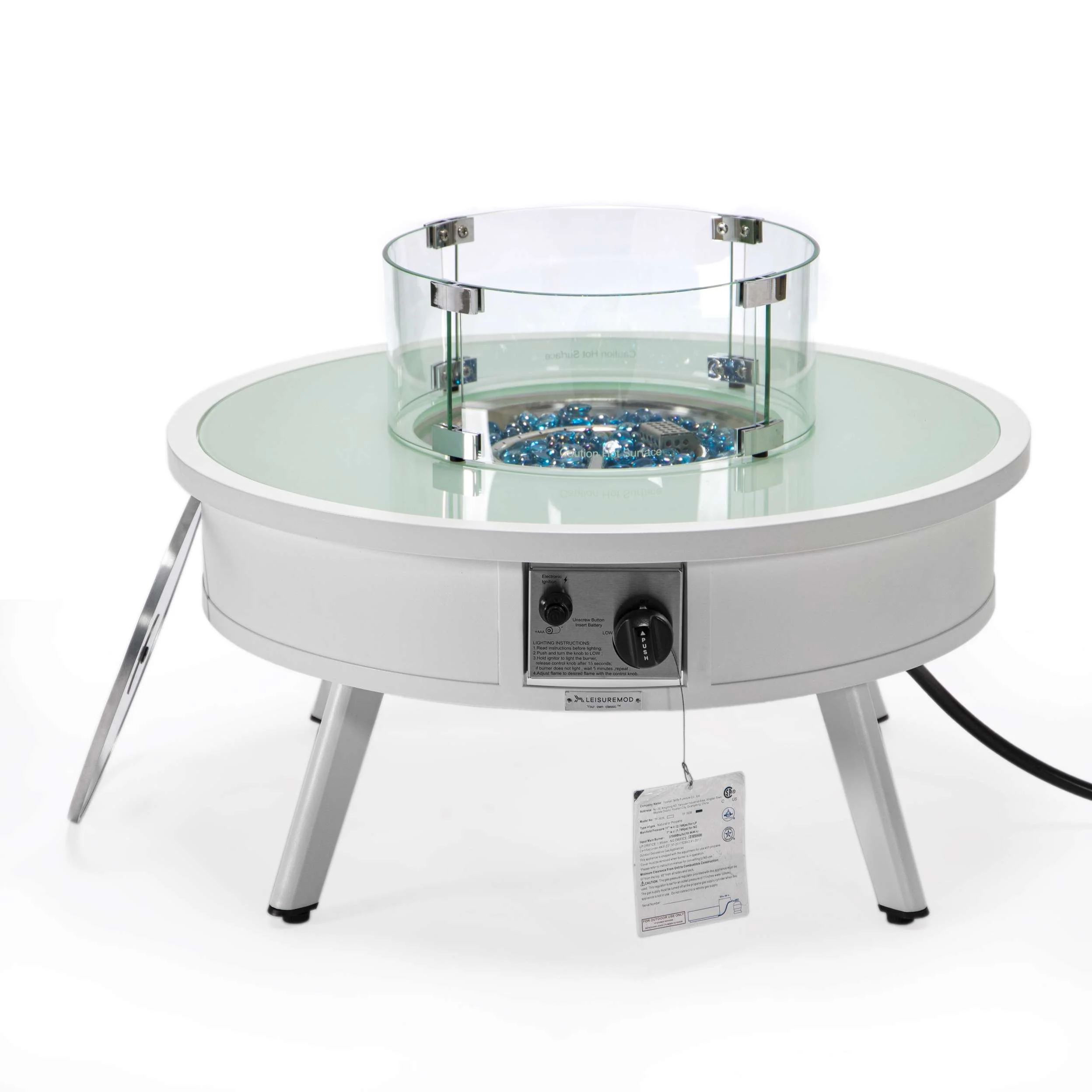 Leisuremod Walbrooke Outdoor Patio Aluminum Round Fire Pit Side Table - Image 50