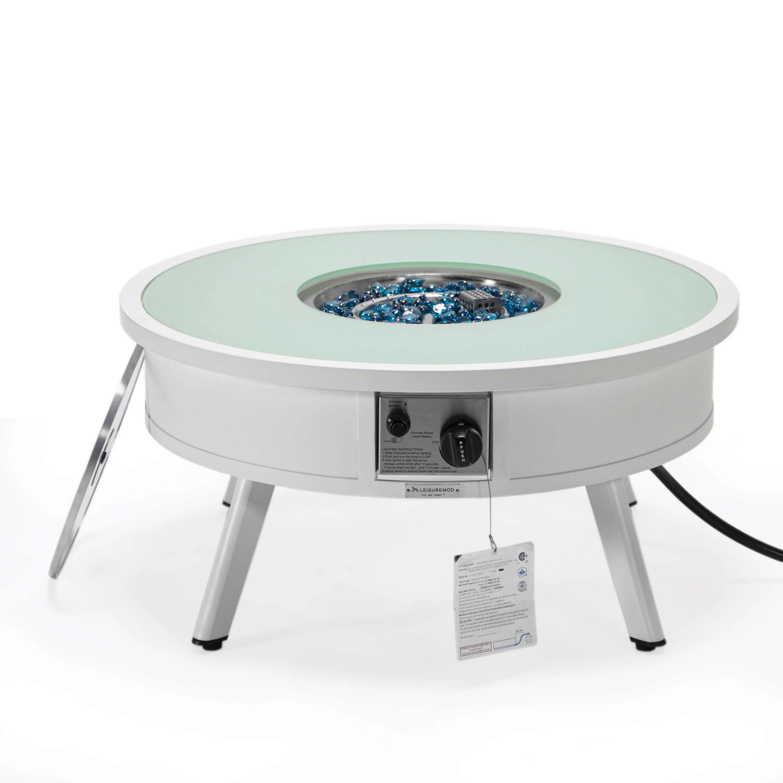 Leisuremod Walbrooke Outdoor Patio Aluminum Round Fire Pit Side Table - Image 51