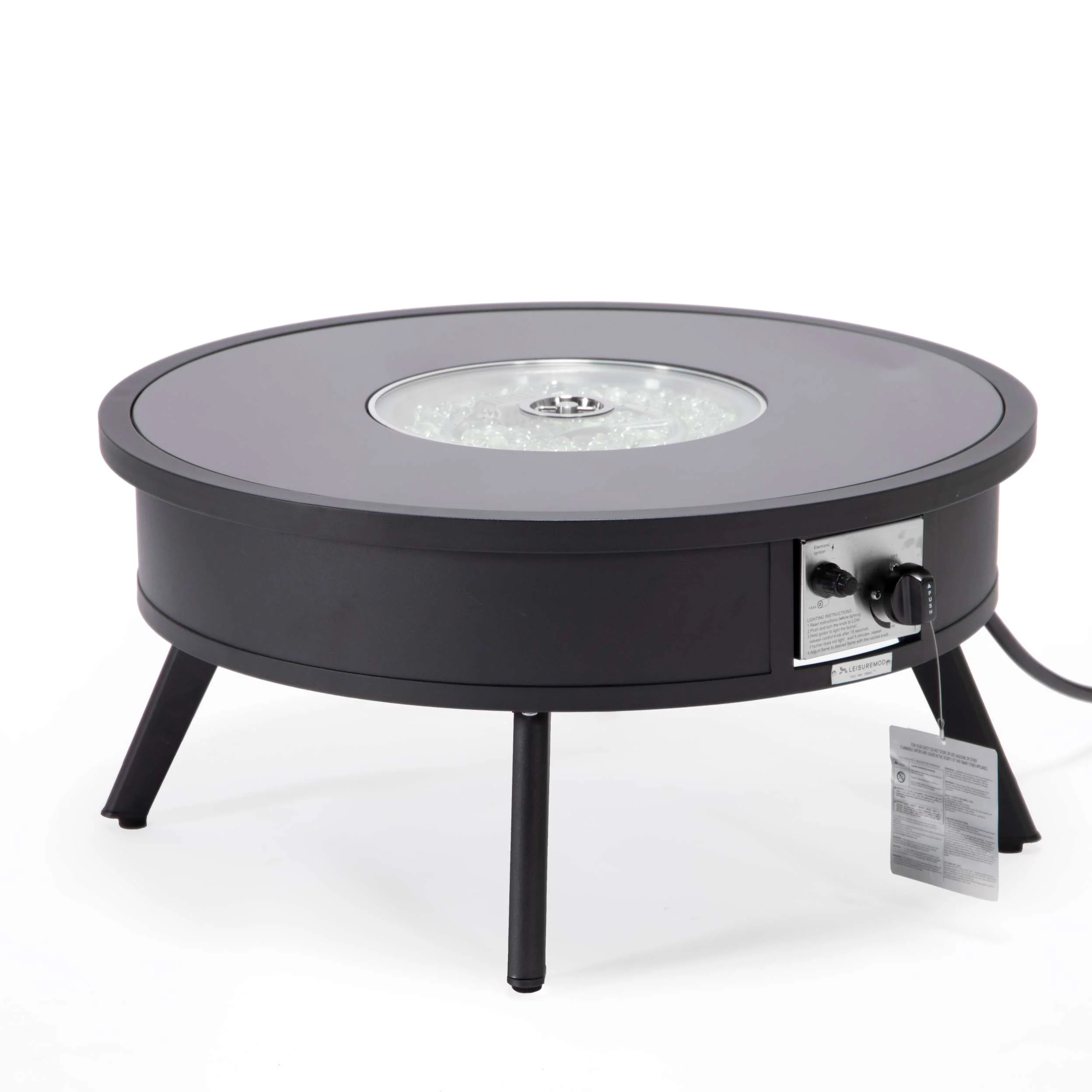 Leisuremod Walbrooke Outdoor Patio Aluminum Round Fire Pit Side Table - Image 6