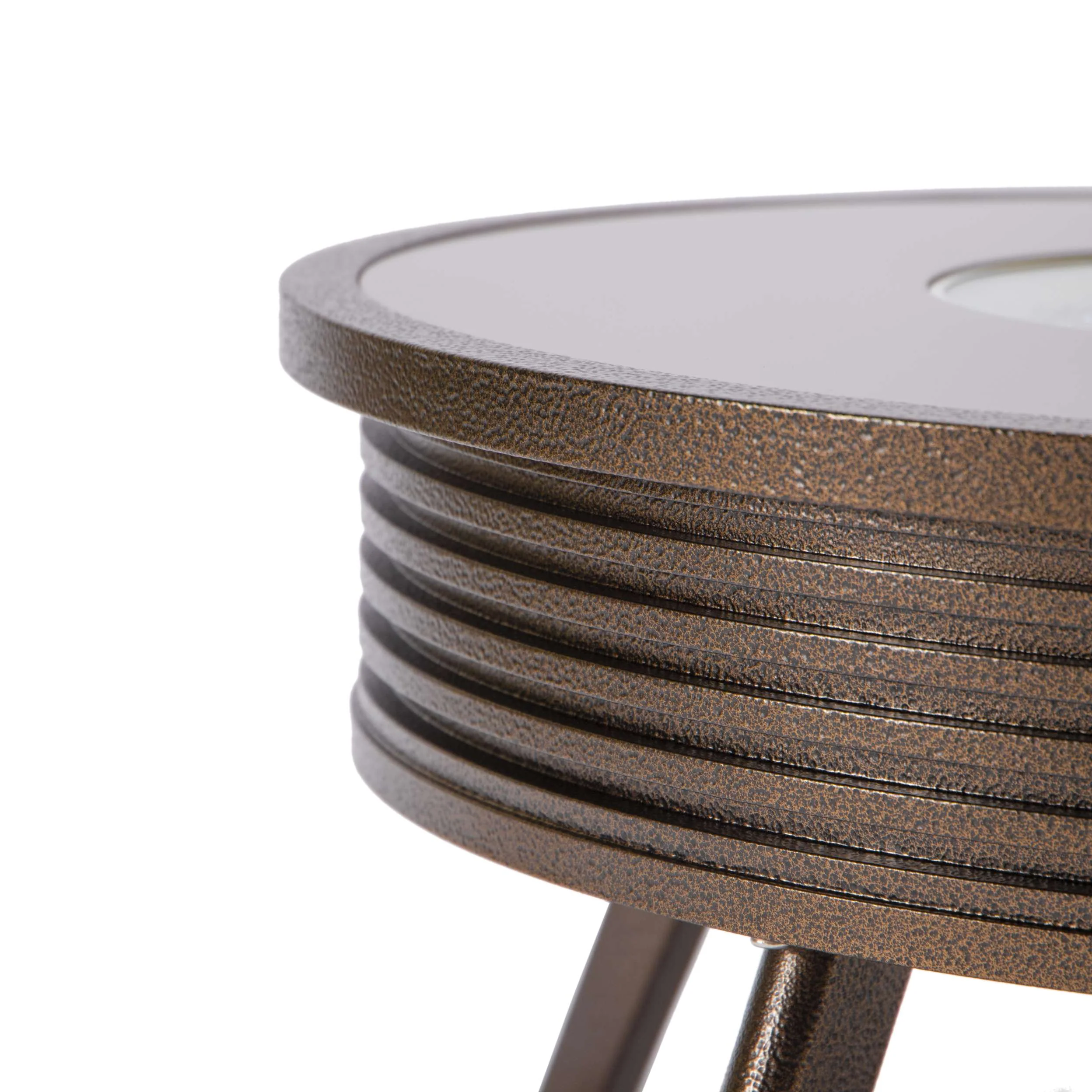 Leisuremod Walbrooke Outdoor Patio Aluminum Round Slats Design Fire Pit Side Table - Image 17