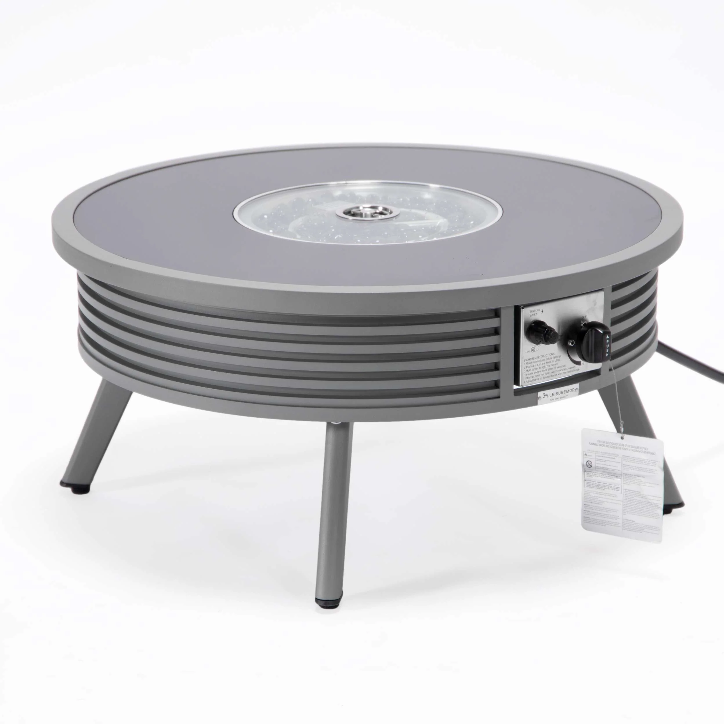 Leisuremod Walbrooke Outdoor Patio Aluminum Round Slats Design Fire Pit Side Table - Image 30