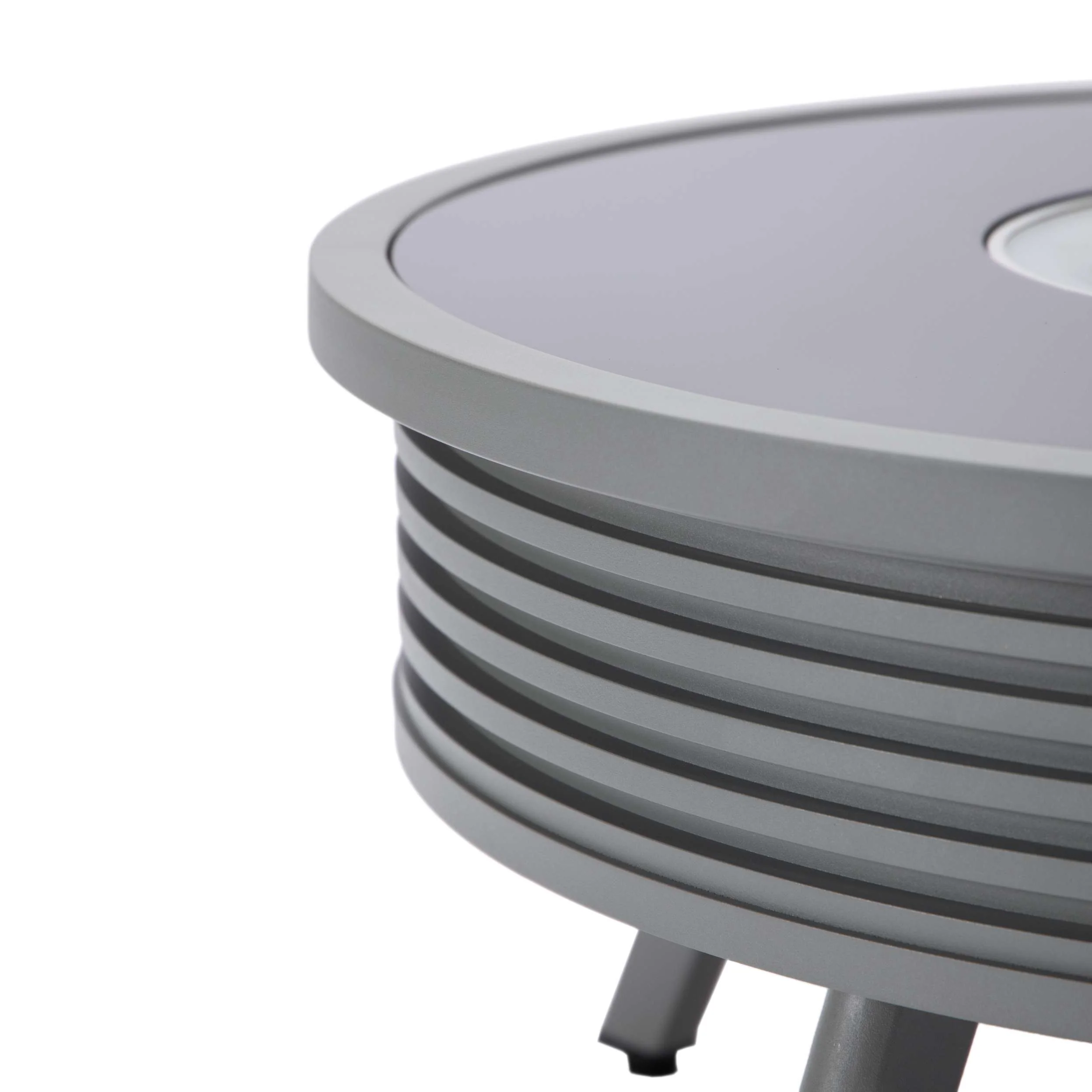 Leisuremod Walbrooke Outdoor Patio Aluminum Round Slats Design Fire Pit Side Table - Image 32