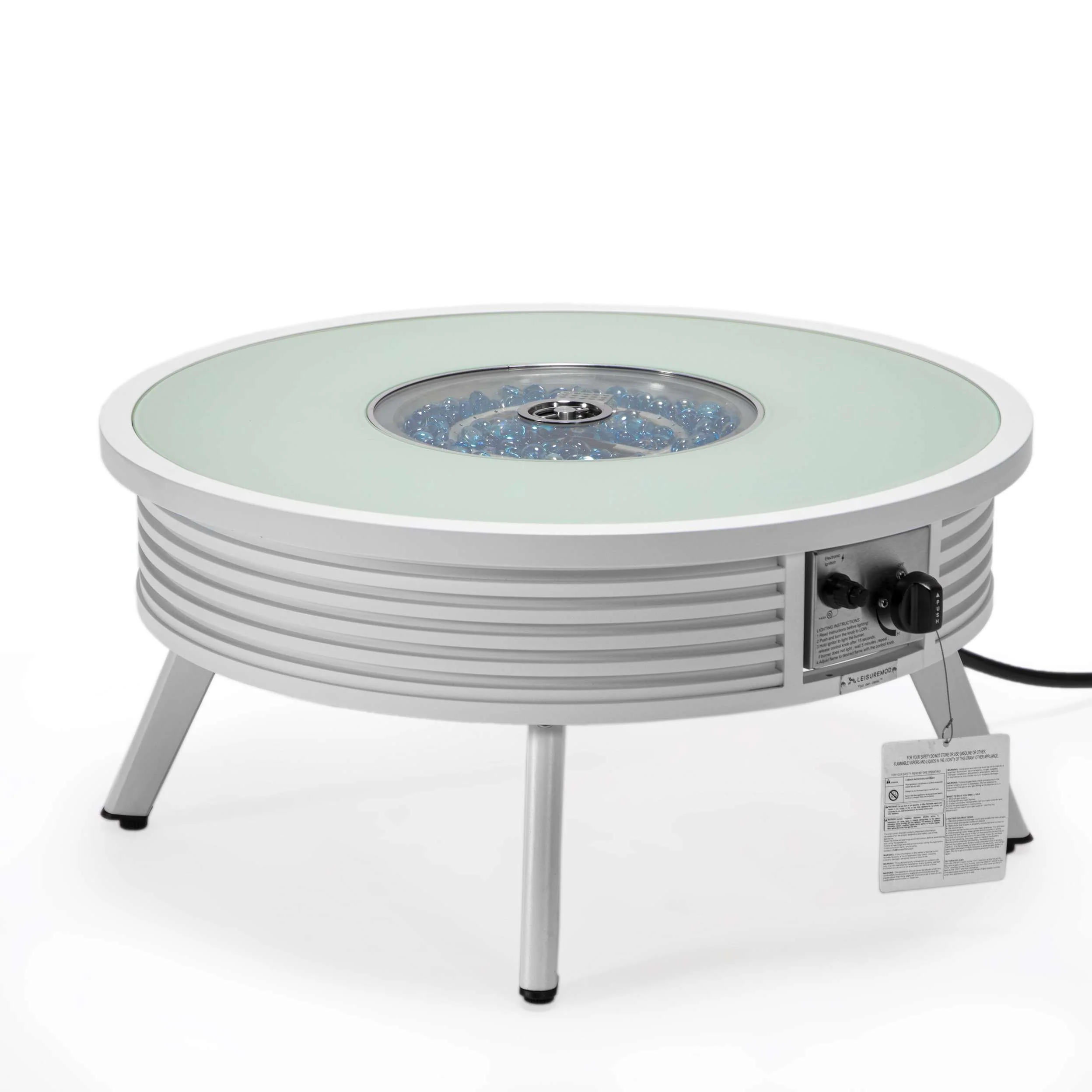 Leisuremod Walbrooke Outdoor Patio Aluminum Round Slats Design Fire Pit Side Table - Image 40