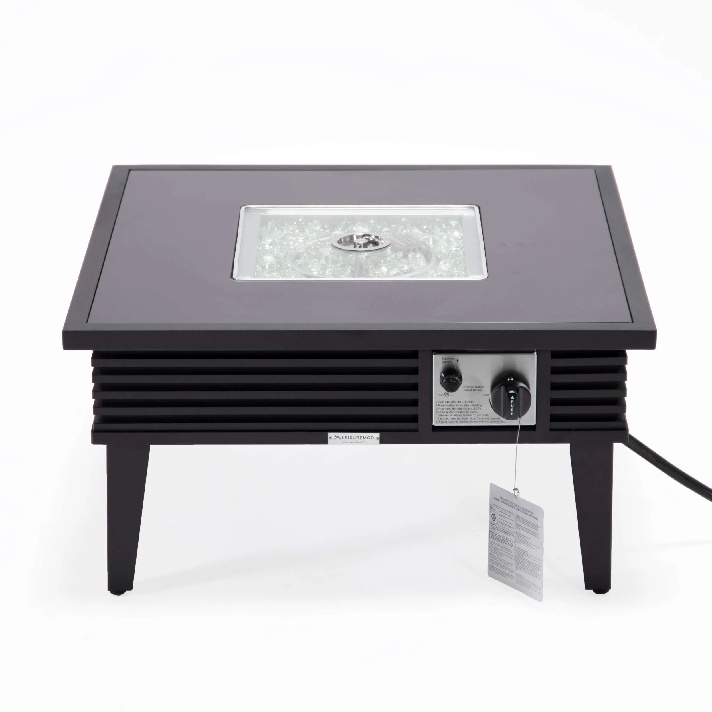 Leisuremod Walbrooke Outdoor Patio Aluminum Square Slats Design Fire Pit Side Table - Image 11