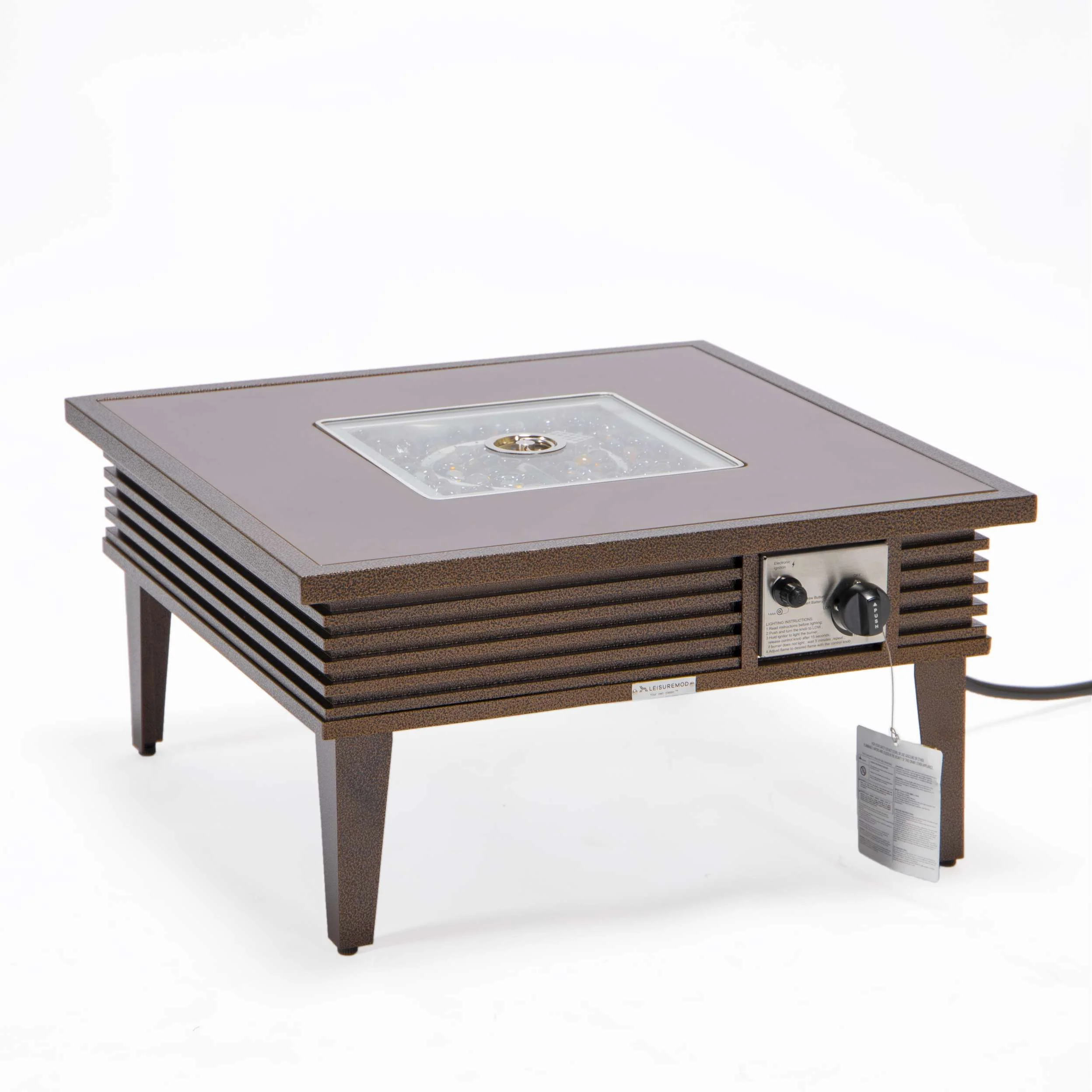 Leisuremod Walbrooke Outdoor Patio Aluminum Square Slats Design Fire Pit Side Table - Image 21