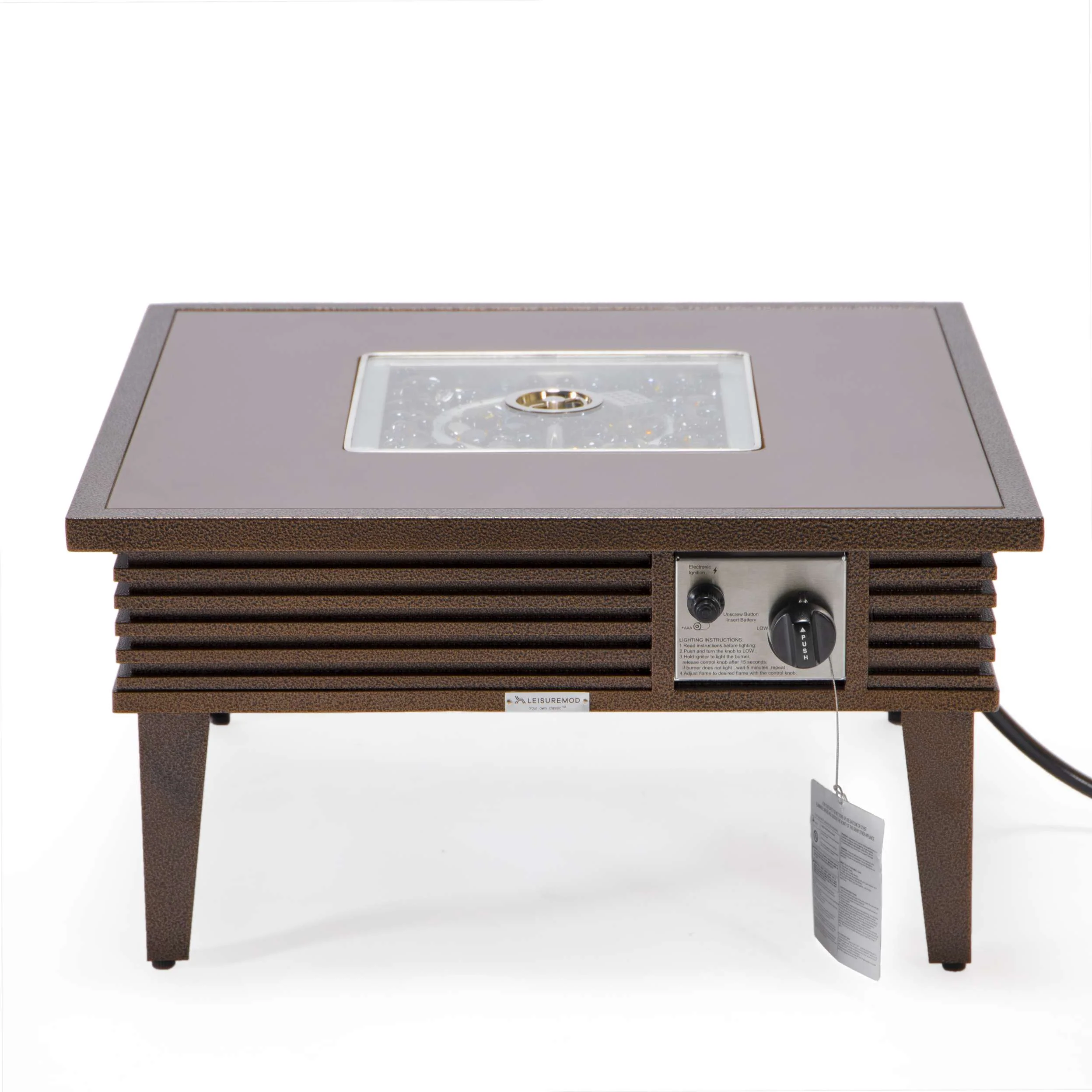 Leisuremod Walbrooke Outdoor Patio Aluminum Square Slats Design Fire Pit Side Table - Image 25