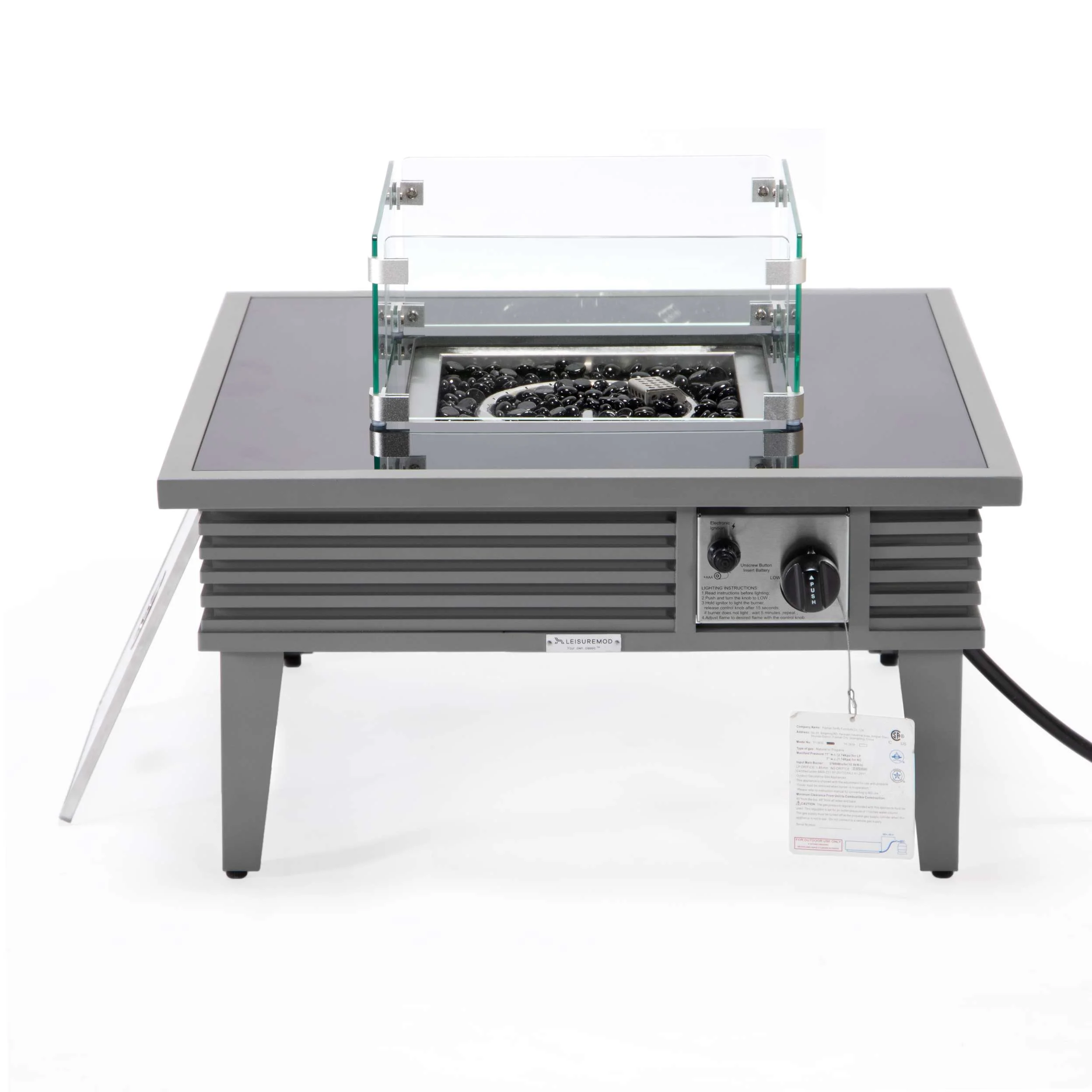 Leisuremod Walbrooke Outdoor Patio Aluminum Square Slats Design Fire Pit Side Table - Image 31