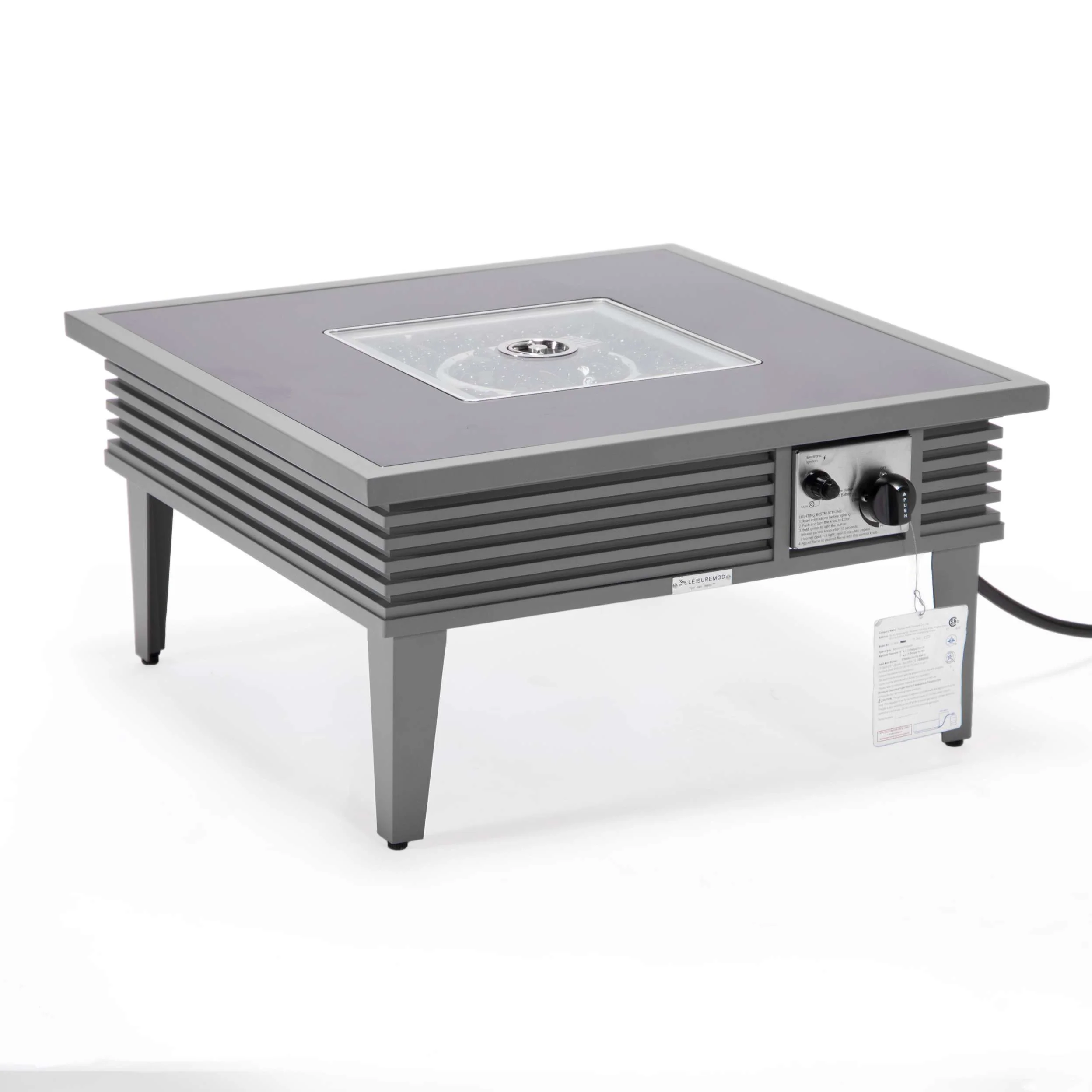 Leisuremod Walbrooke Outdoor Patio Aluminum Square Slats Design Fire Pit Side Table - Image 34