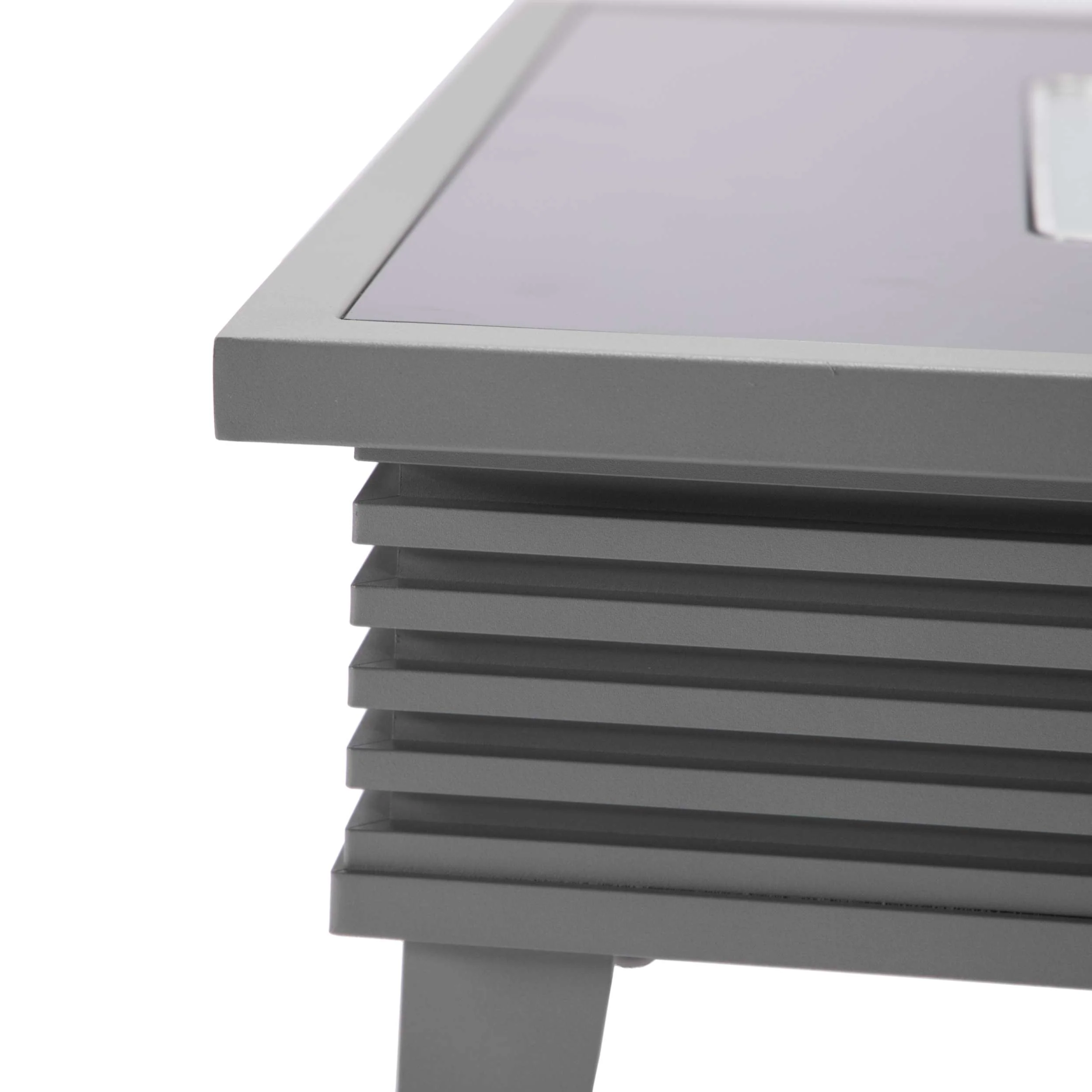 Leisuremod Walbrooke Outdoor Patio Aluminum Square Slats Design Fire Pit Side Table - Image 36