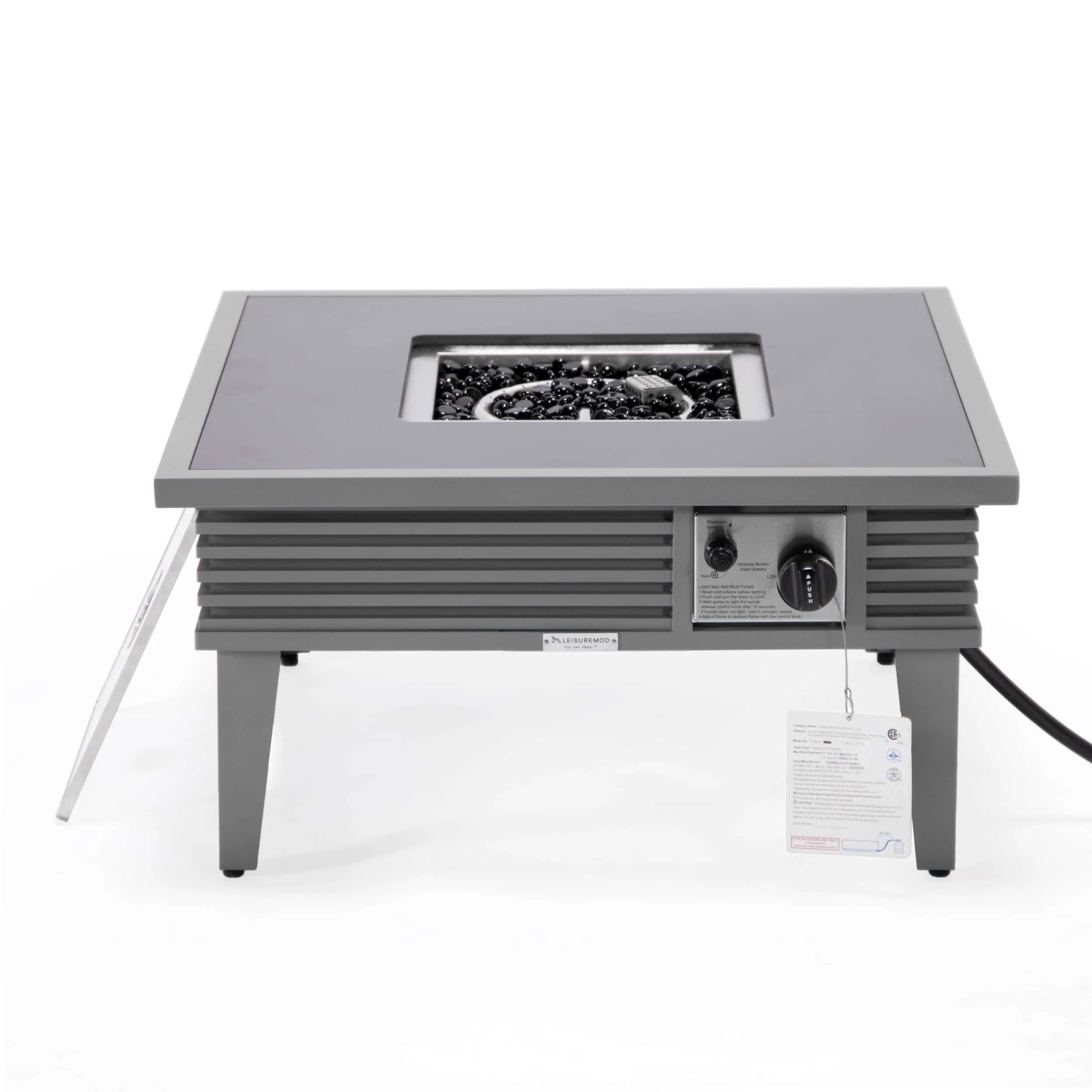 Leisuremod Walbrooke Outdoor Patio Aluminum Square Slats Design Fire Pit Side Table - Image 37