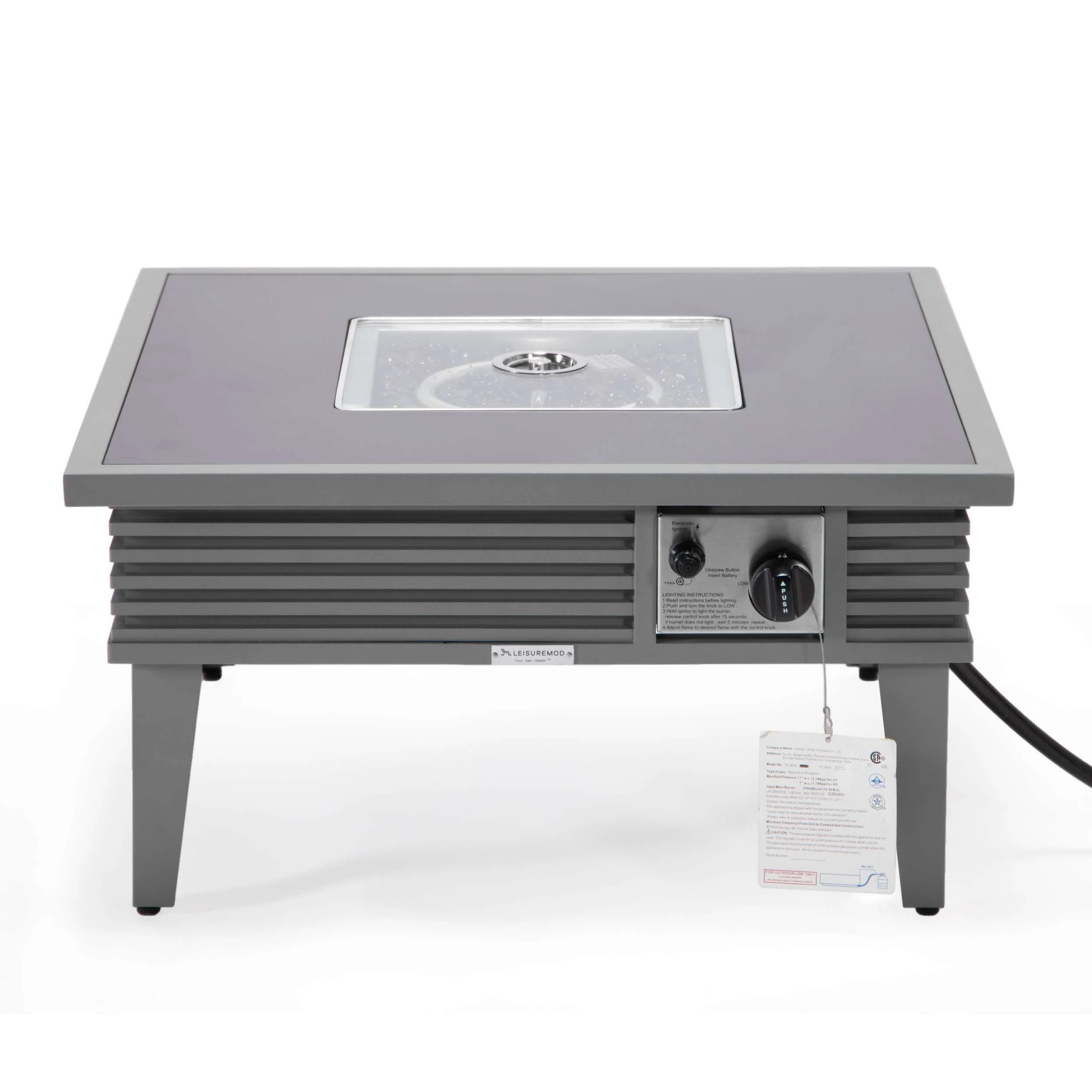 Leisuremod Walbrooke Outdoor Patio Aluminum Square Slats Design Fire Pit Side Table - Image 38