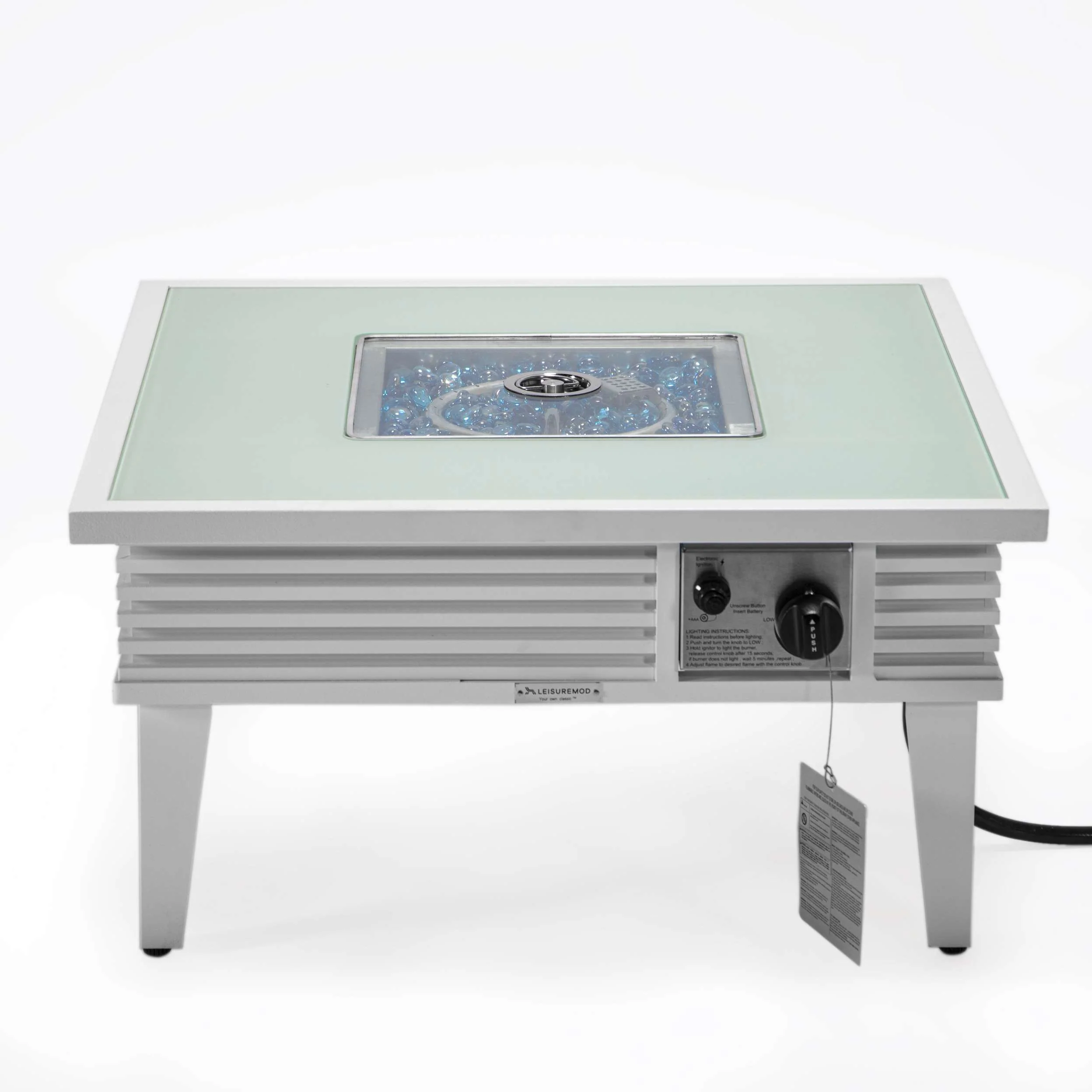 Leisuremod Walbrooke Outdoor Patio Aluminum Square Slats Design Fire Pit Side Table - Image 52