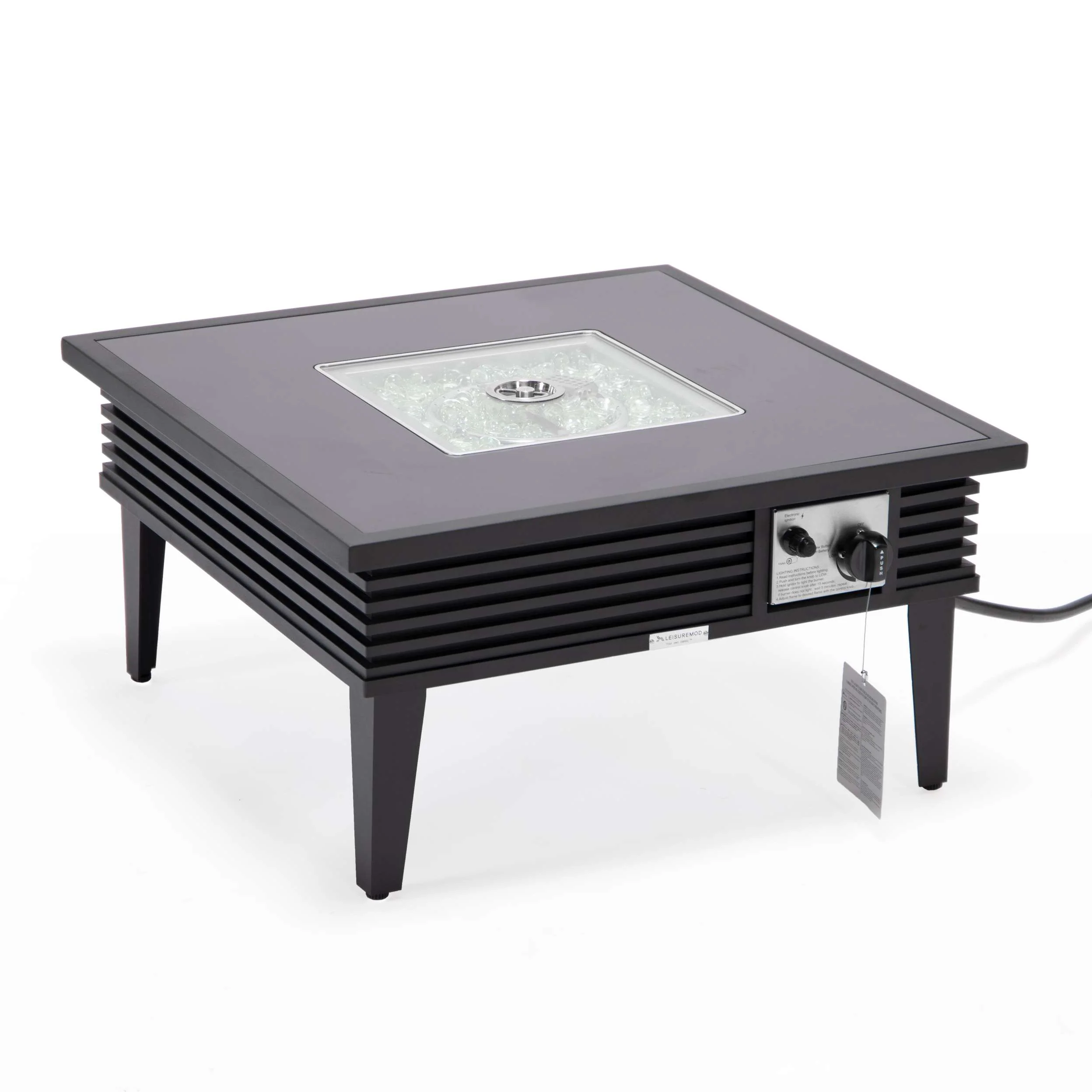 Leisuremod Walbrooke Outdoor Patio Aluminum Square Slats Design Fire Pit Side Table - Image 6