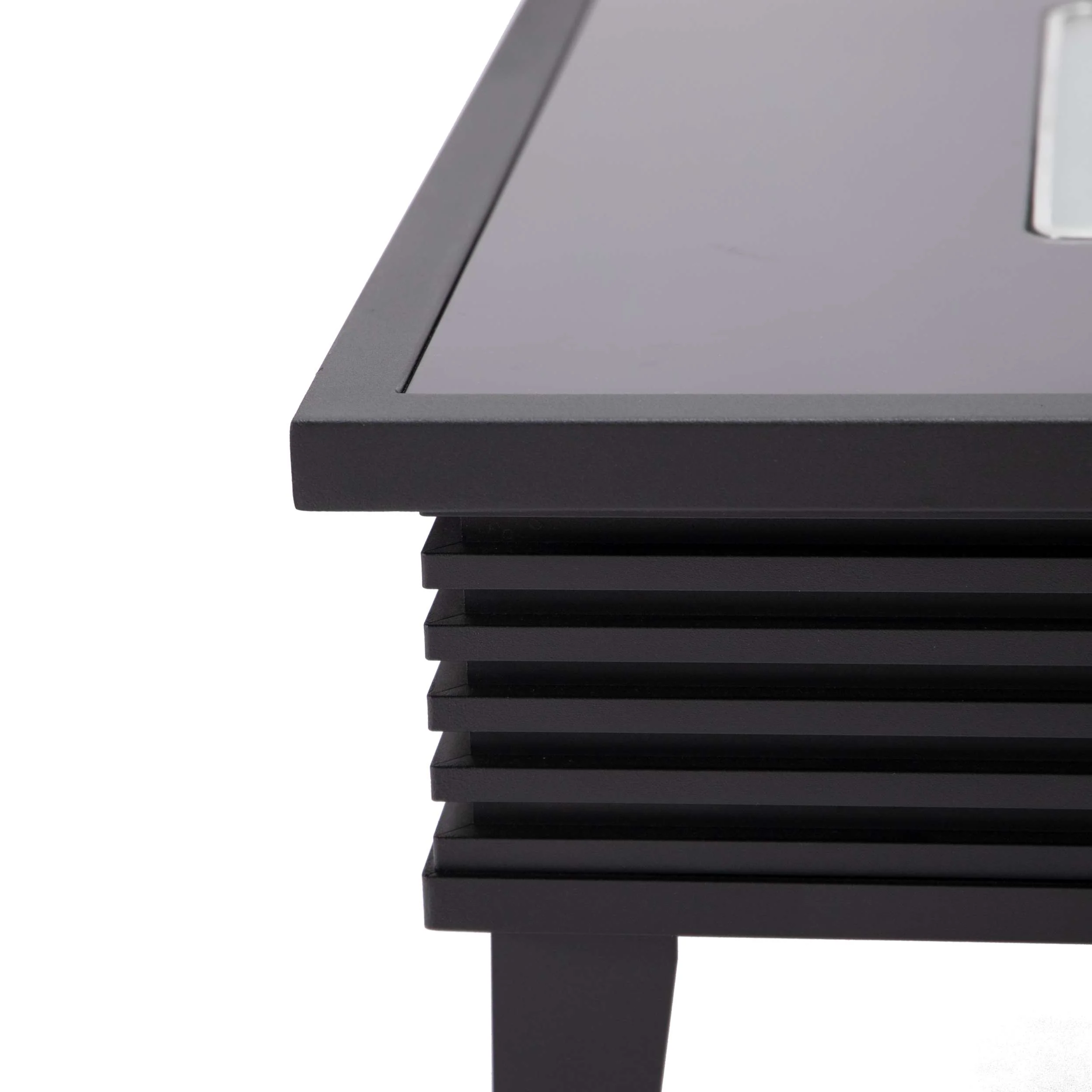 Leisuremod Walbrooke Outdoor Patio Aluminum Square Slats Design Fire Pit Side Table - Image 7