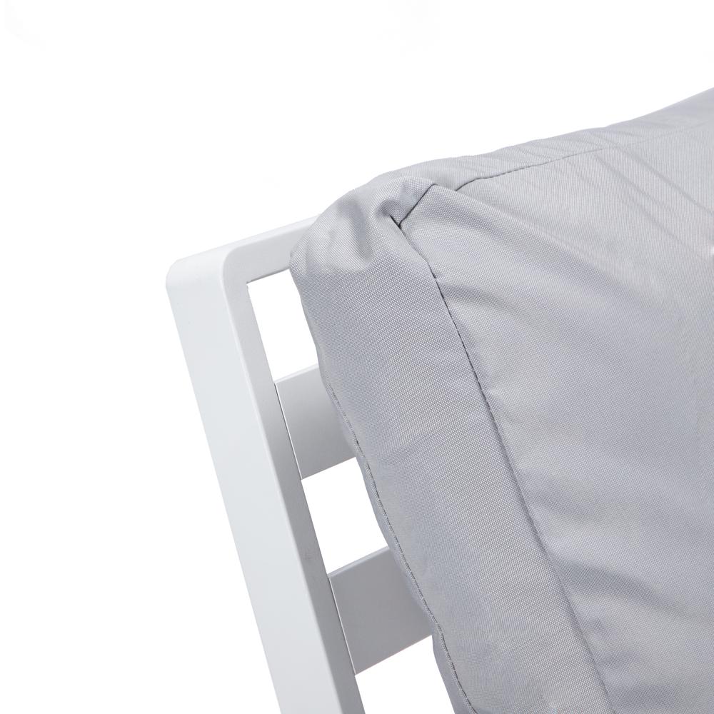 LeisureMod Walbrooke Outdoor Patio White Aluminum Armchairs With Cushions Set Of 2 - Image 14