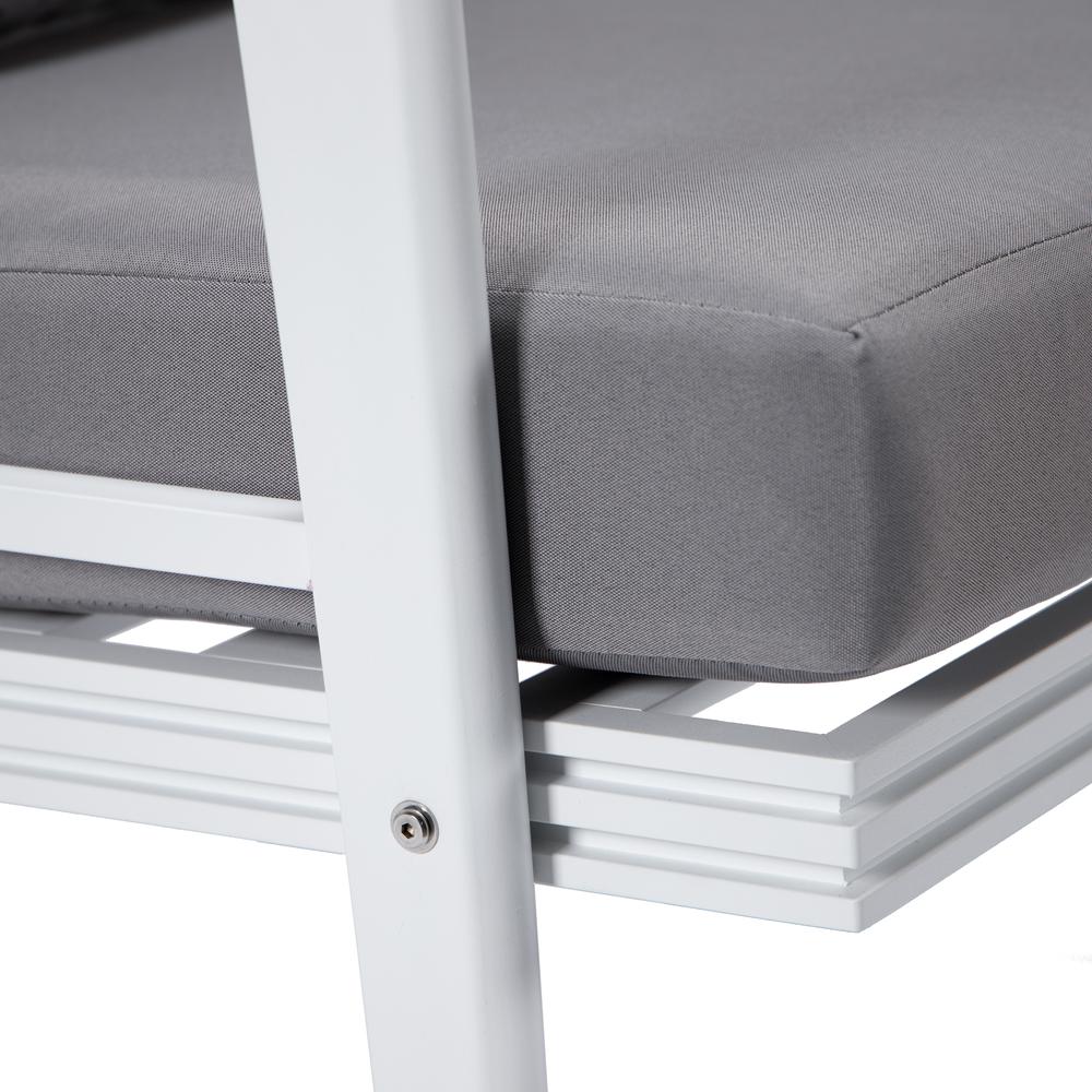 LeisureMod Walbrooke Outdoor Patio White Aluminum Armchairs With Cushions Set Of 2 - Image 18