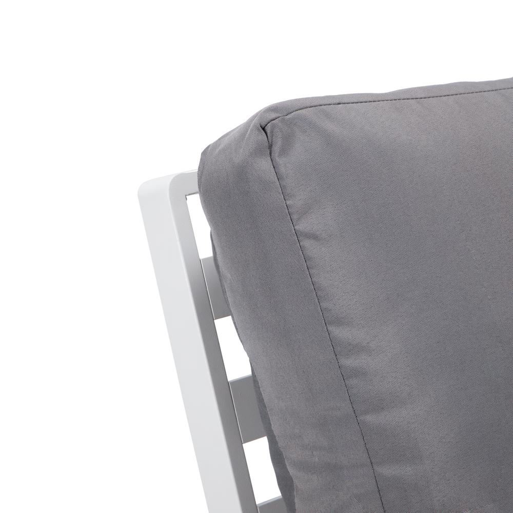 LeisureMod Walbrooke Outdoor Patio White Aluminum Armchairs With Cushions Set Of 2 - Image 19