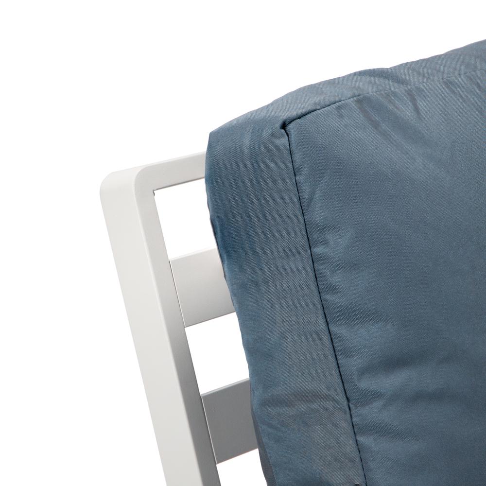 LeisureMod Walbrooke Outdoor Patio White Aluminum Armchairs With Cushions Set Of 2 - Image 7