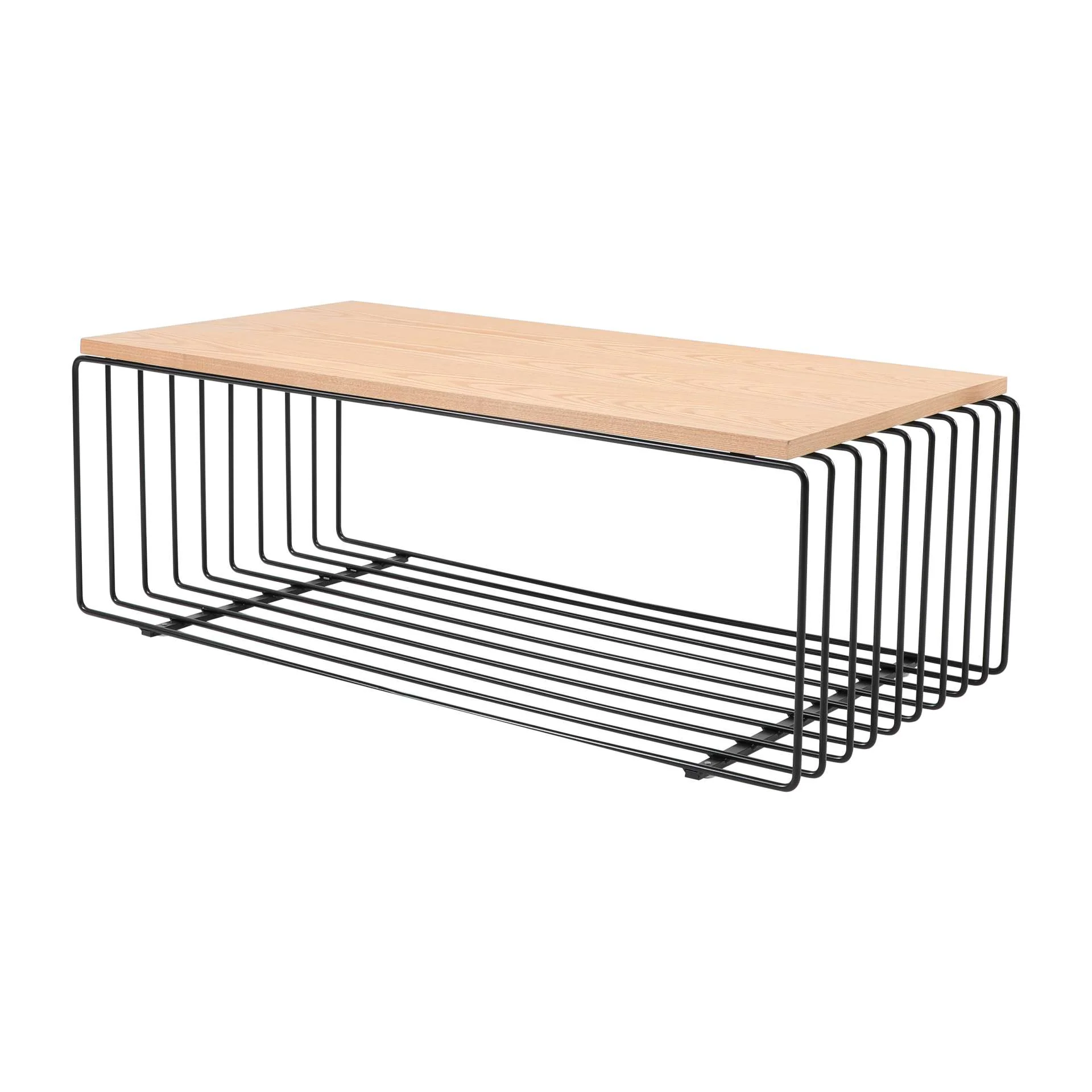 LeisureMod Walden Rectangular Coffee Table with Ash Veneer Top and Powder Coated Steel Frame - Image 10