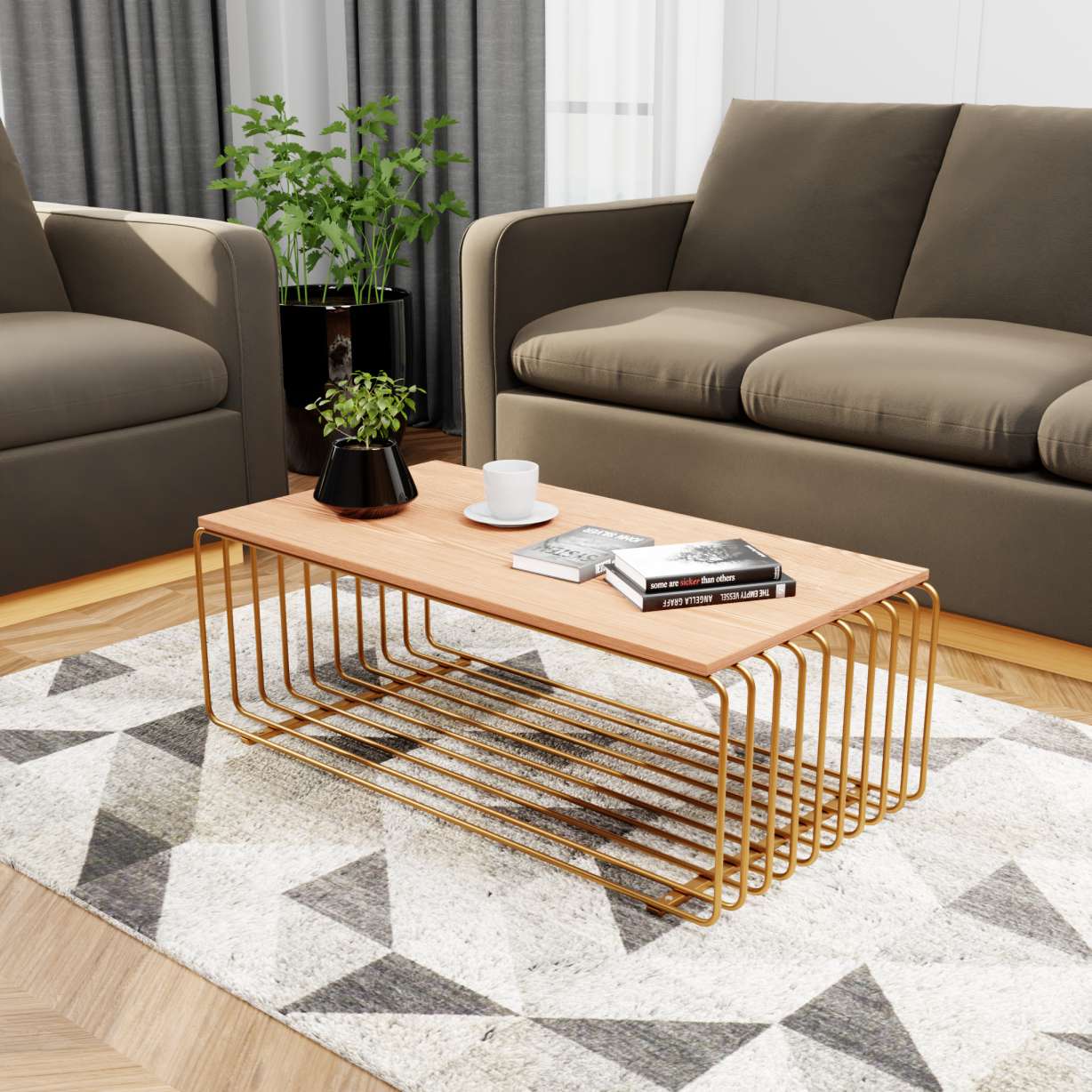 LeisureMod Walden Rectangular Coffee Table with Ash Veneer Top and Powder Coated Steel Frame - Image 21