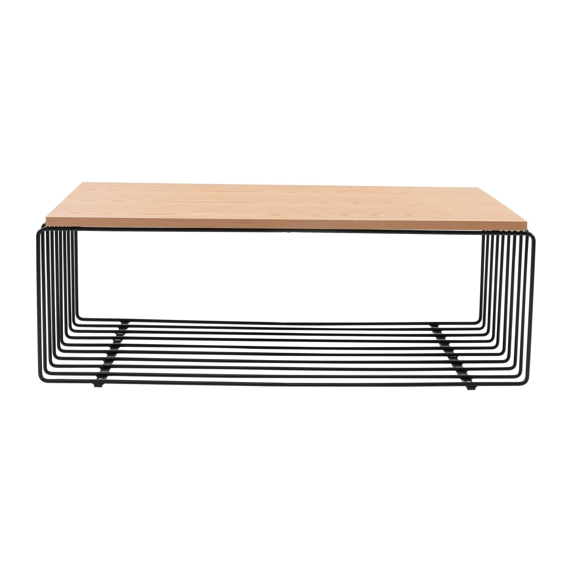 LeisureMod Walden Rectangular Coffee Table with Ash Veneer Top and Powder Coated Steel Frame - Image 3