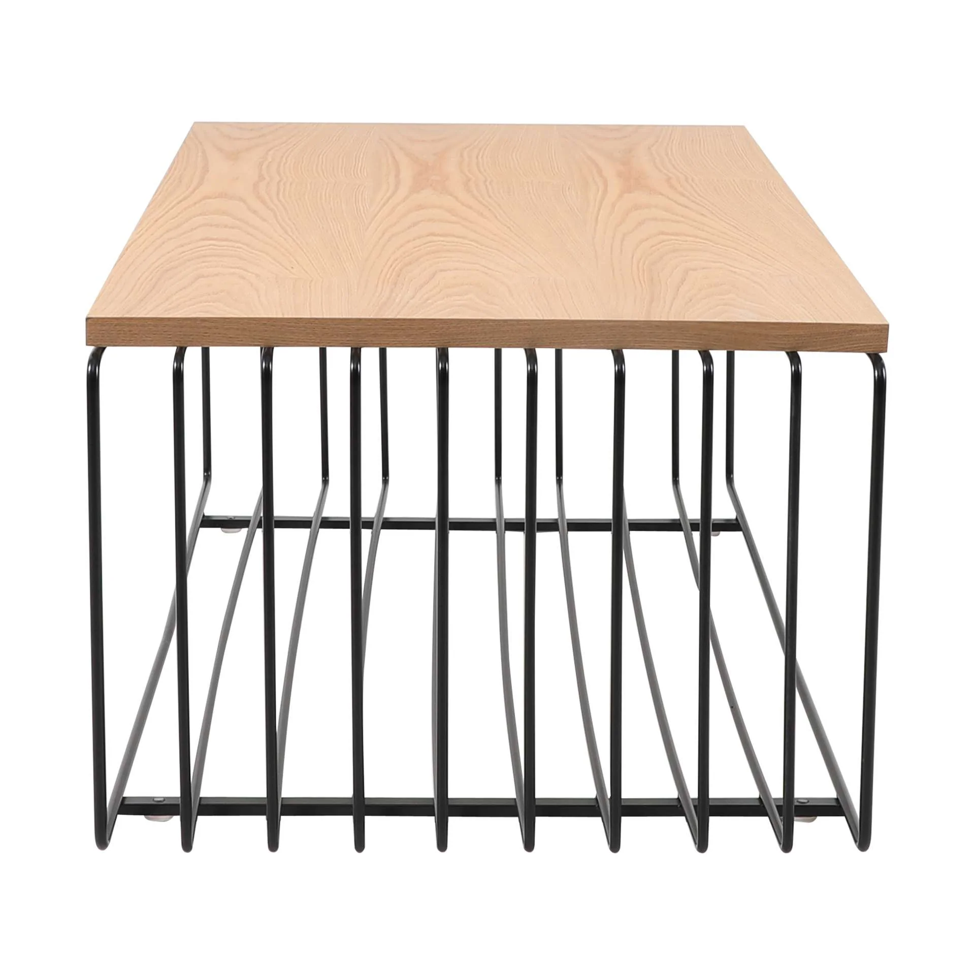 LeisureMod Walden Rectangular Coffee Table with Ash Veneer Top and Powder Coated Steel Frame - Image 9