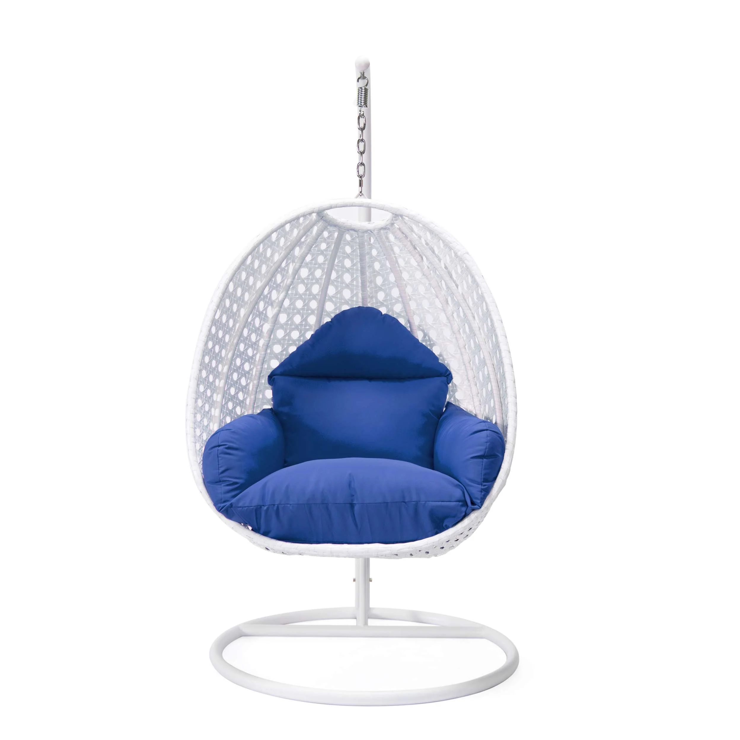 LeisureMod White Wicker Hanging Egg Swing Chair - Image 15