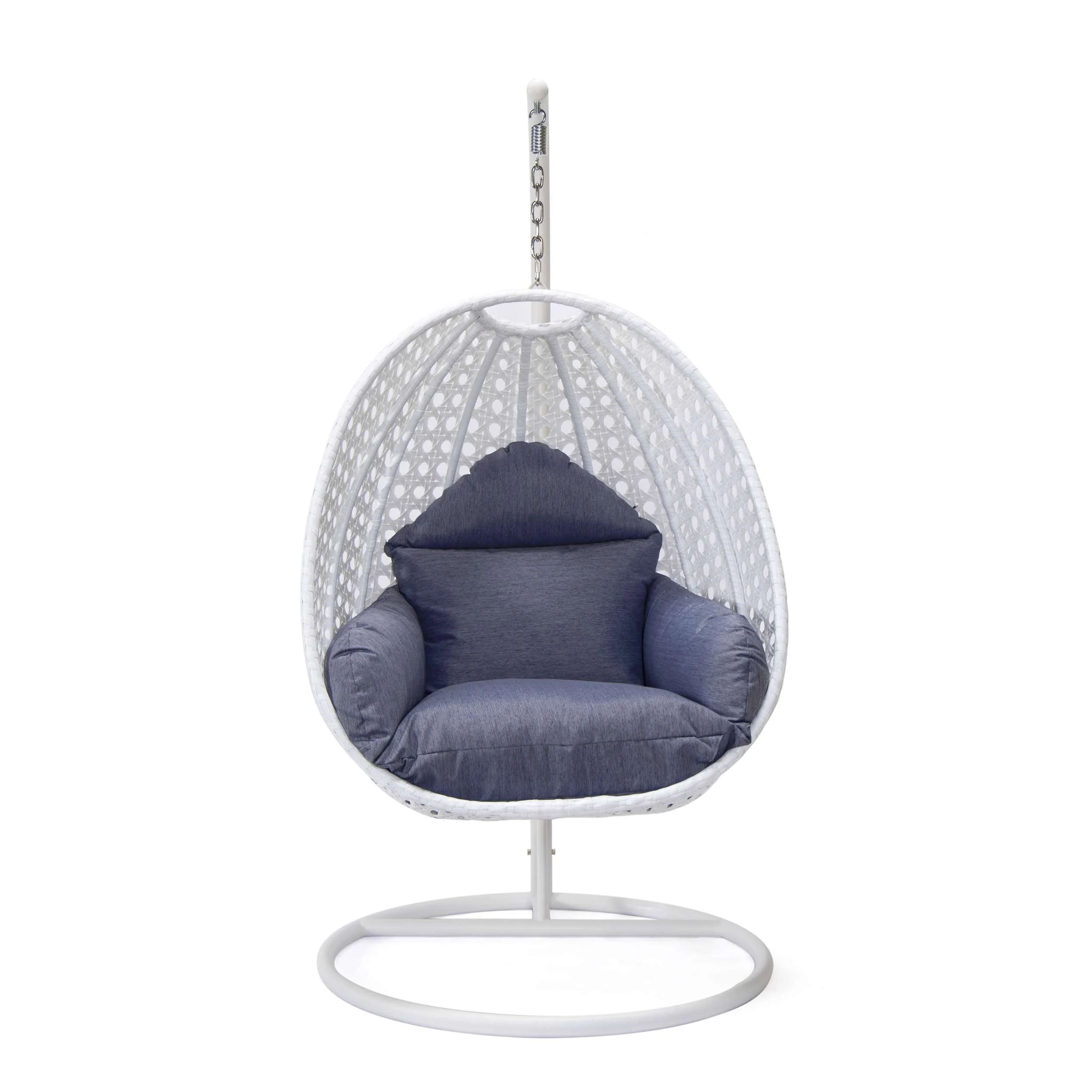 LeisureMod White Wicker Hanging Egg Swing Chair - Image 27