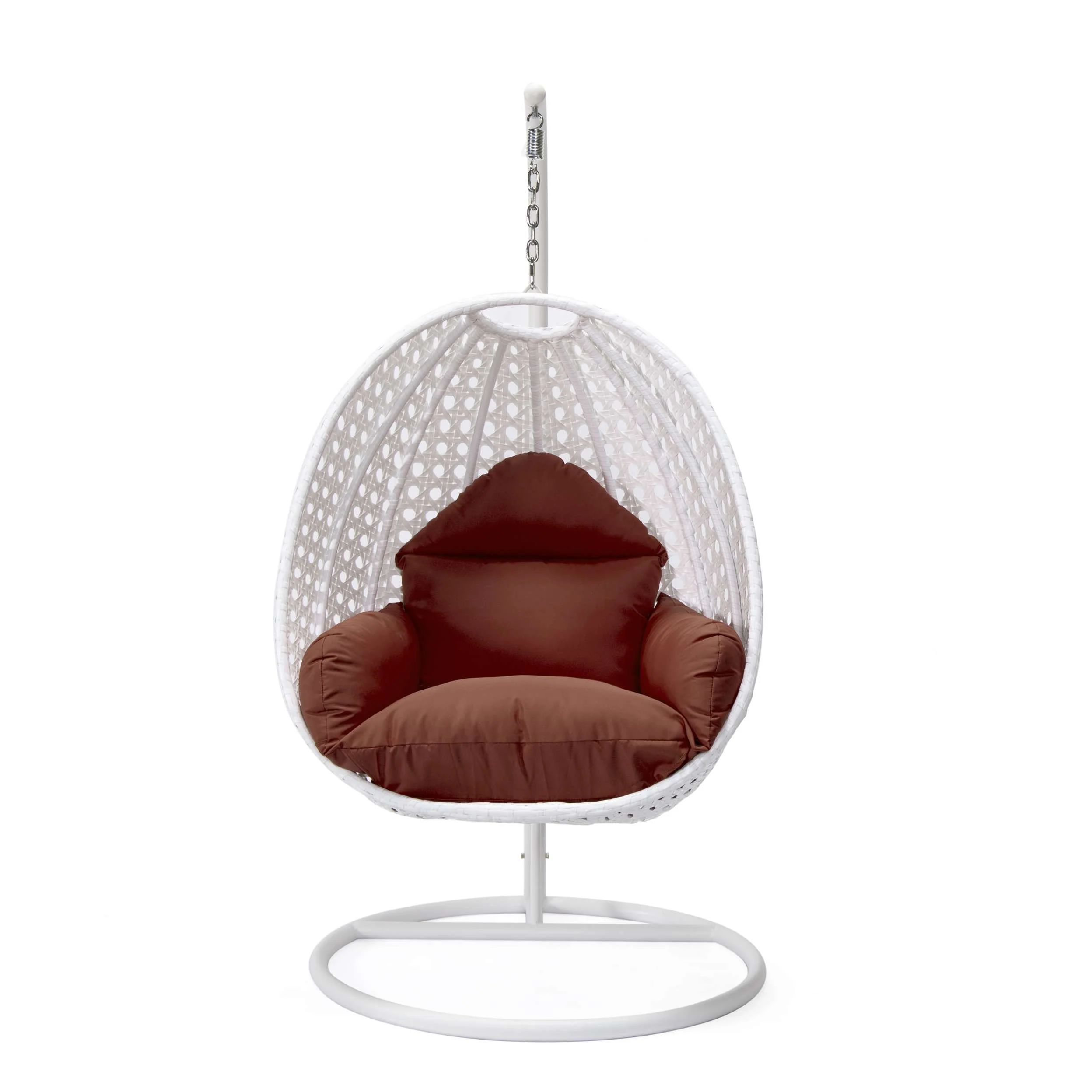 LeisureMod White Wicker Hanging Egg Swing Chair - Image 38