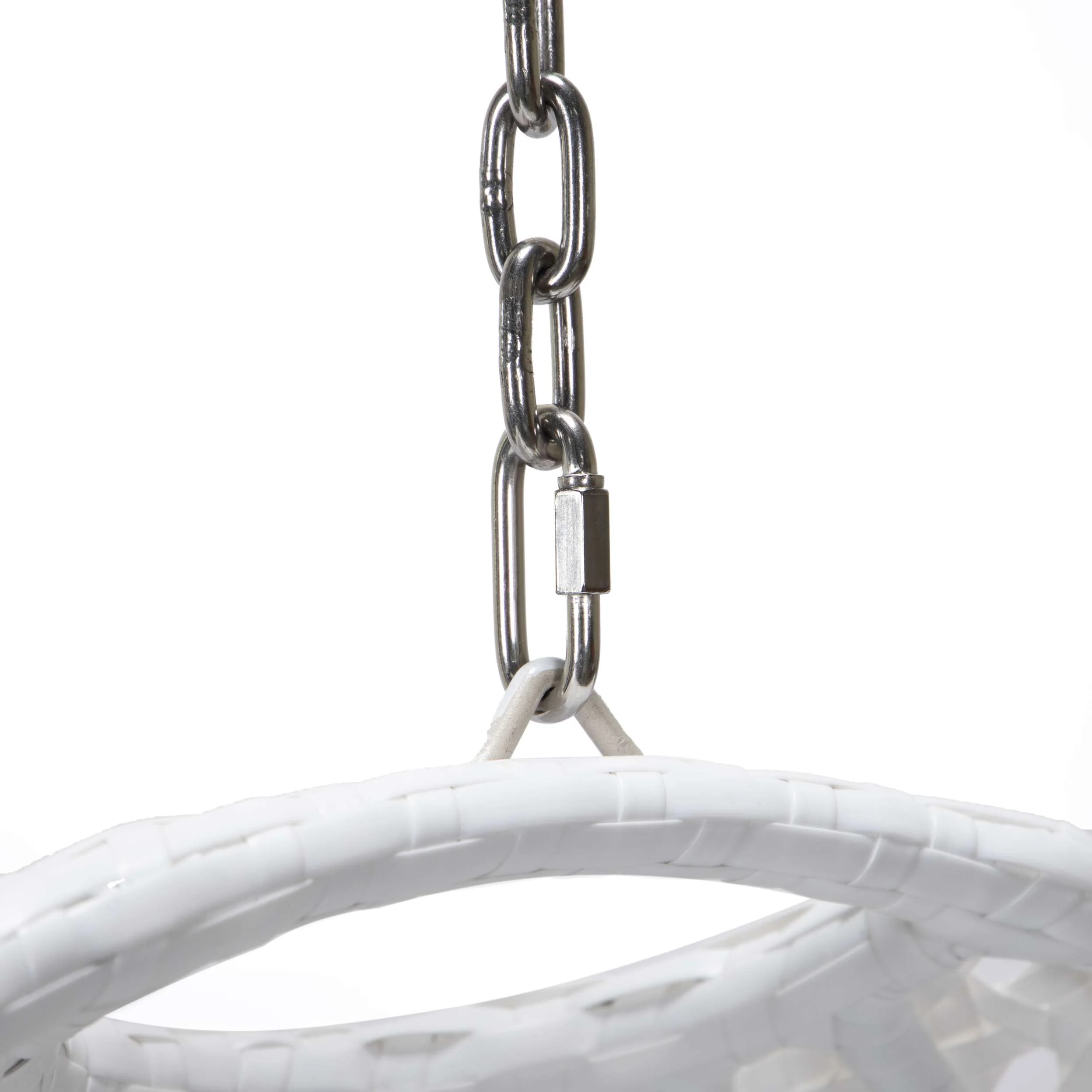 LeisureMod White Wicker Hanging Egg Swing Chair - Image 45