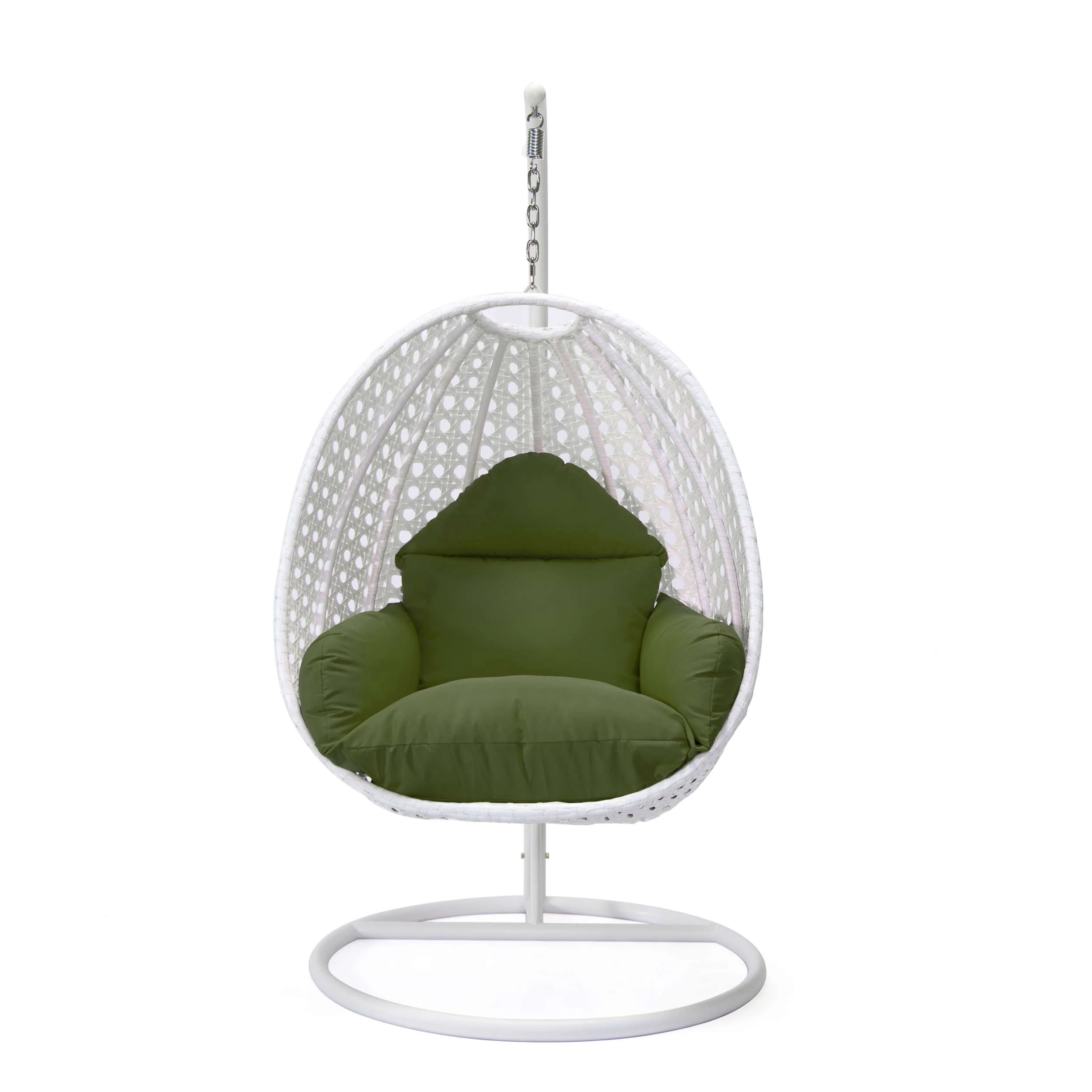 LeisureMod White Wicker Hanging Egg Swing Chair - Image 48