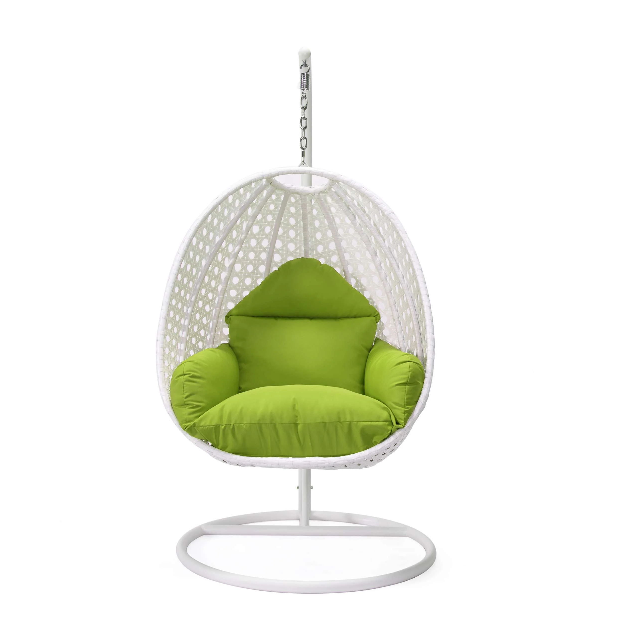 LeisureMod White Wicker Hanging Egg Swing Chair - Image 55