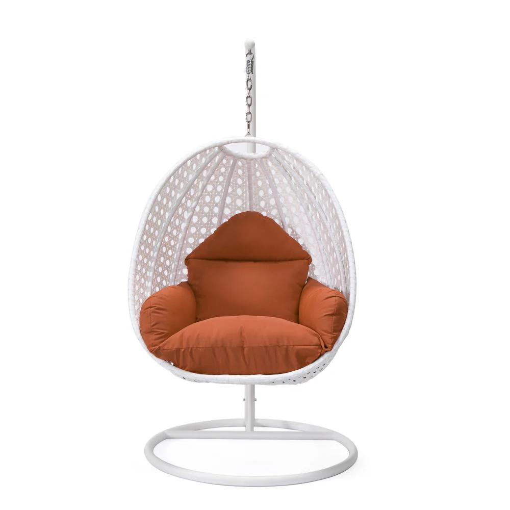 LeisureMod White Wicker Hanging Egg Swing Chair - Image 70