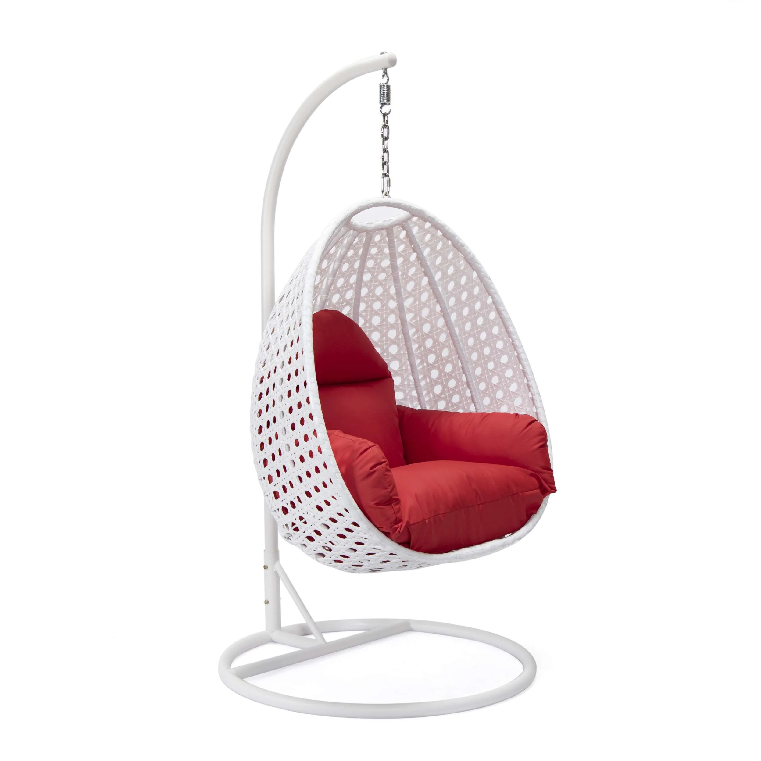 LeisureMod White Wicker Hanging Egg Swing Chair - Image 77