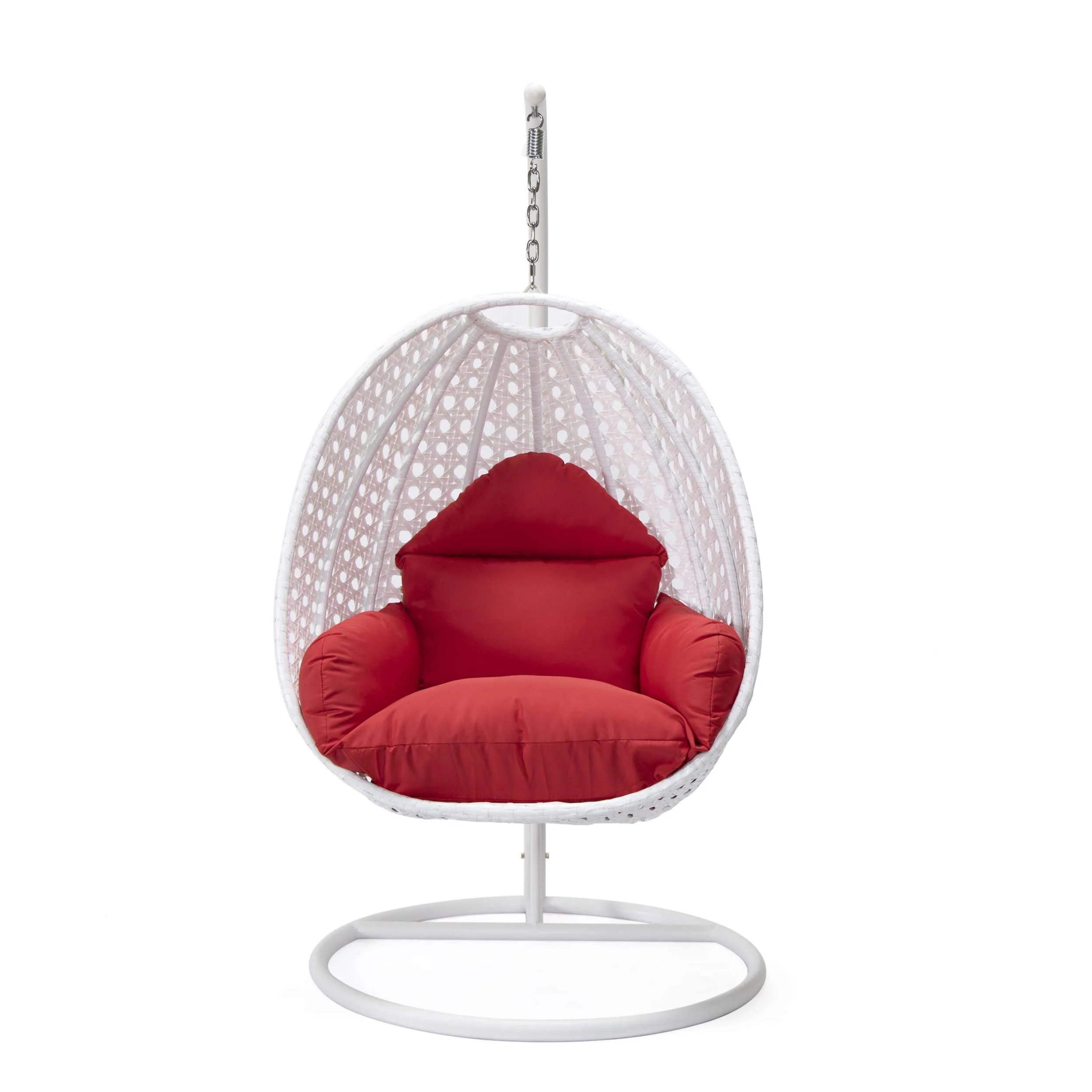 LeisureMod White Wicker Hanging Egg Swing Chair - Image 78