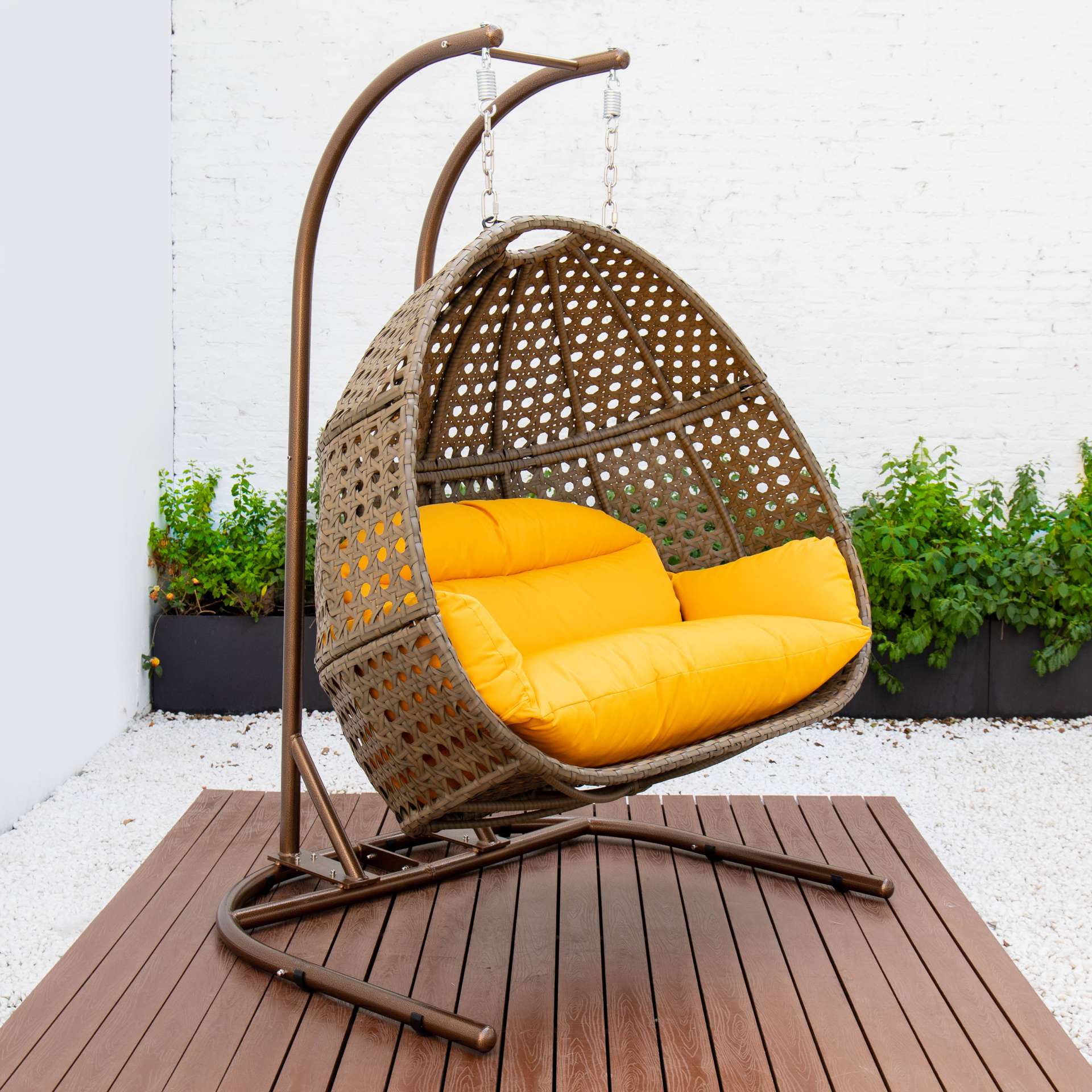 LeisureMod Wicker Hanging Double Egg Swing Chair  - EKDBG-57A - Image 2