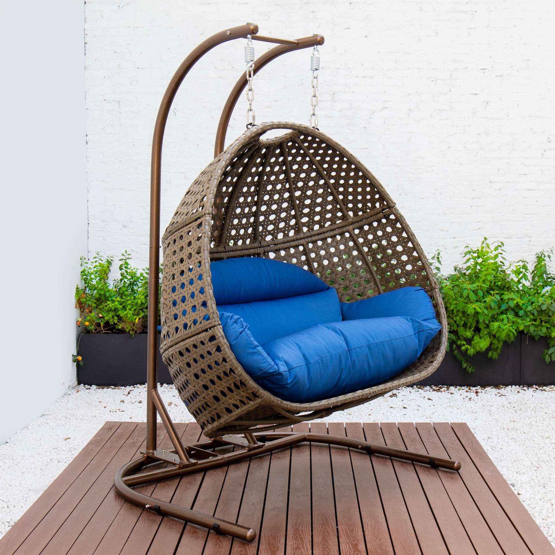LeisureMod Wicker Hanging Double Egg Swing Chair  - EKDBG-57A - Image 27