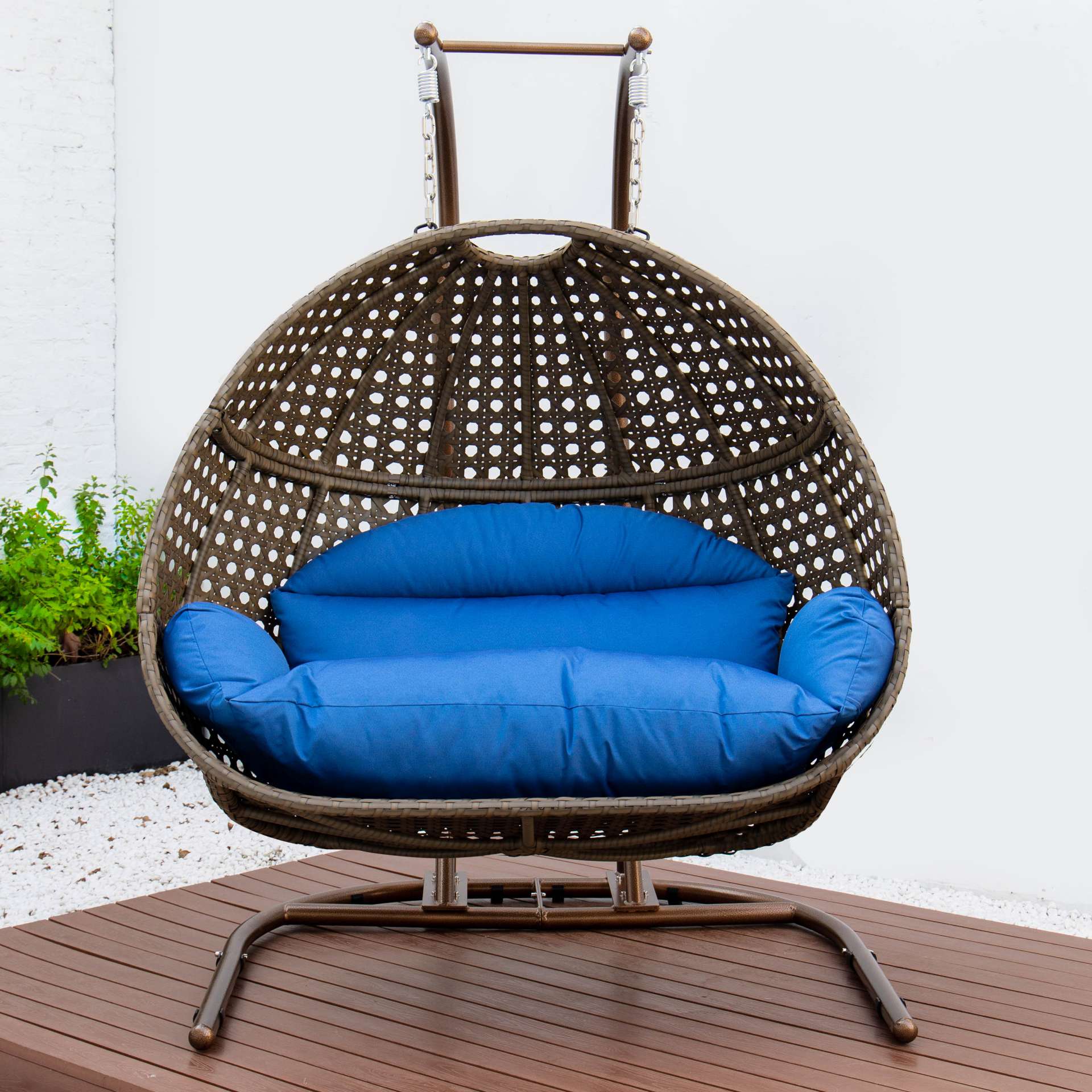 LeisureMod Wicker Hanging Double Egg Swing Chair  - EKDBG-57A - Image 28