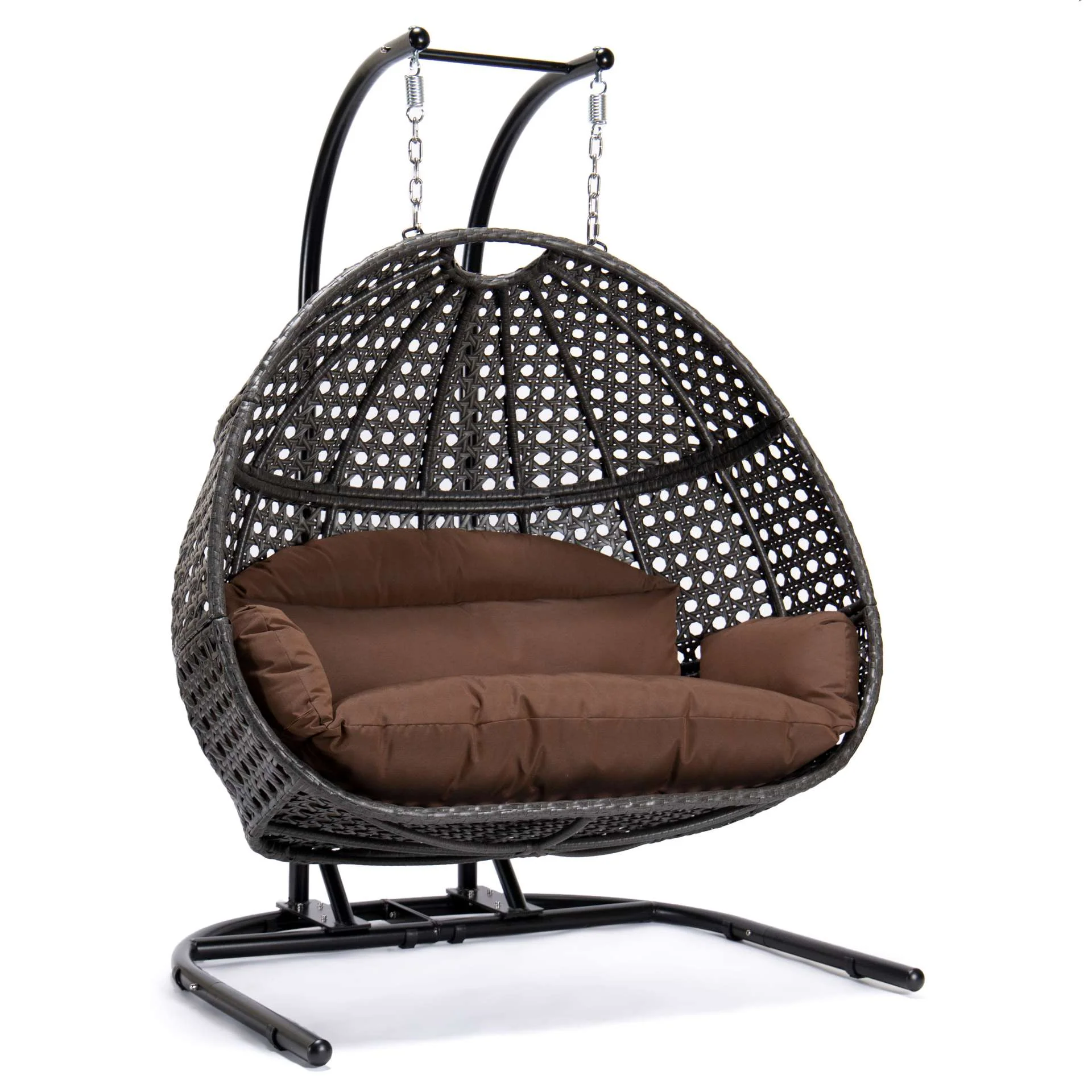 LeisureMod Wicker Hanging Double Egg Swing Chair  - EKDCH-57BR - Image 104