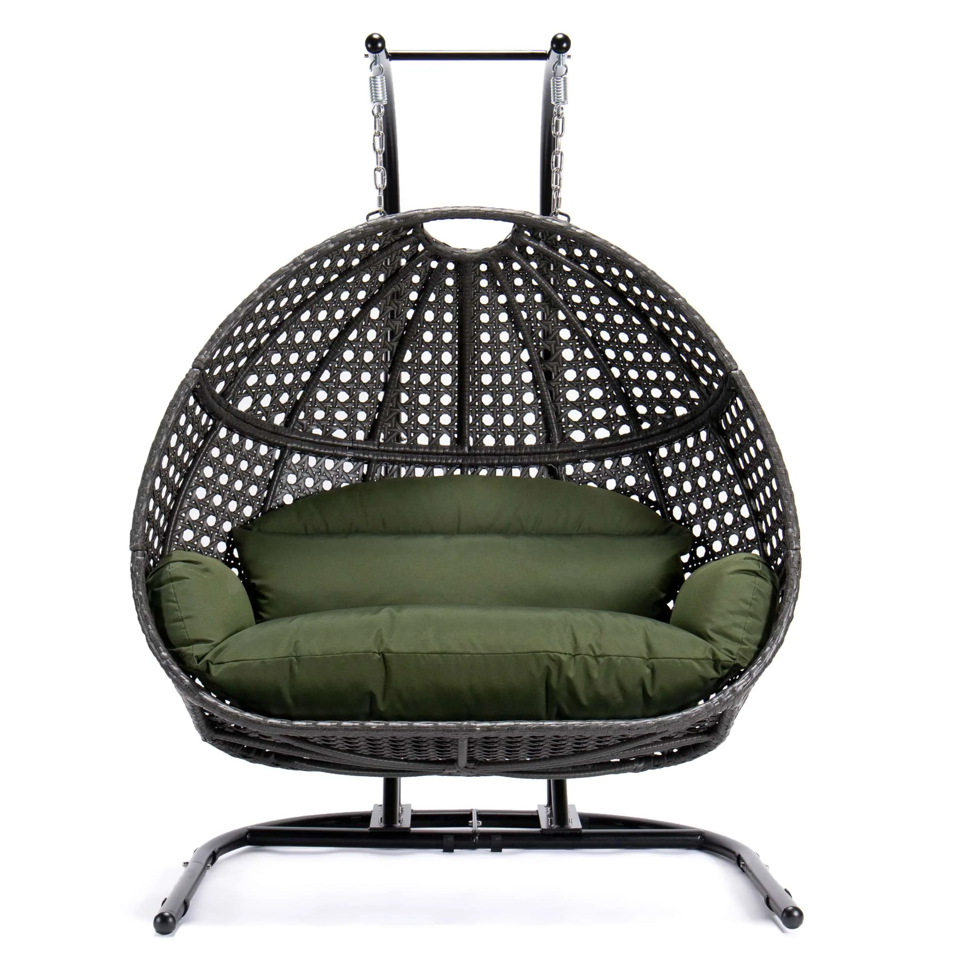 LeisureMod Wicker Hanging Double Egg Swing Chair  - EKDCH-57BR - Image 18