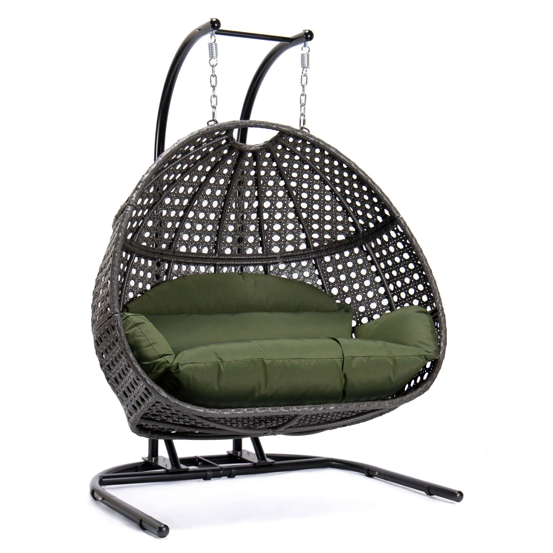 LeisureMod Wicker Hanging Double Egg Swing Chair  - EKDCH-57BR - Image 19