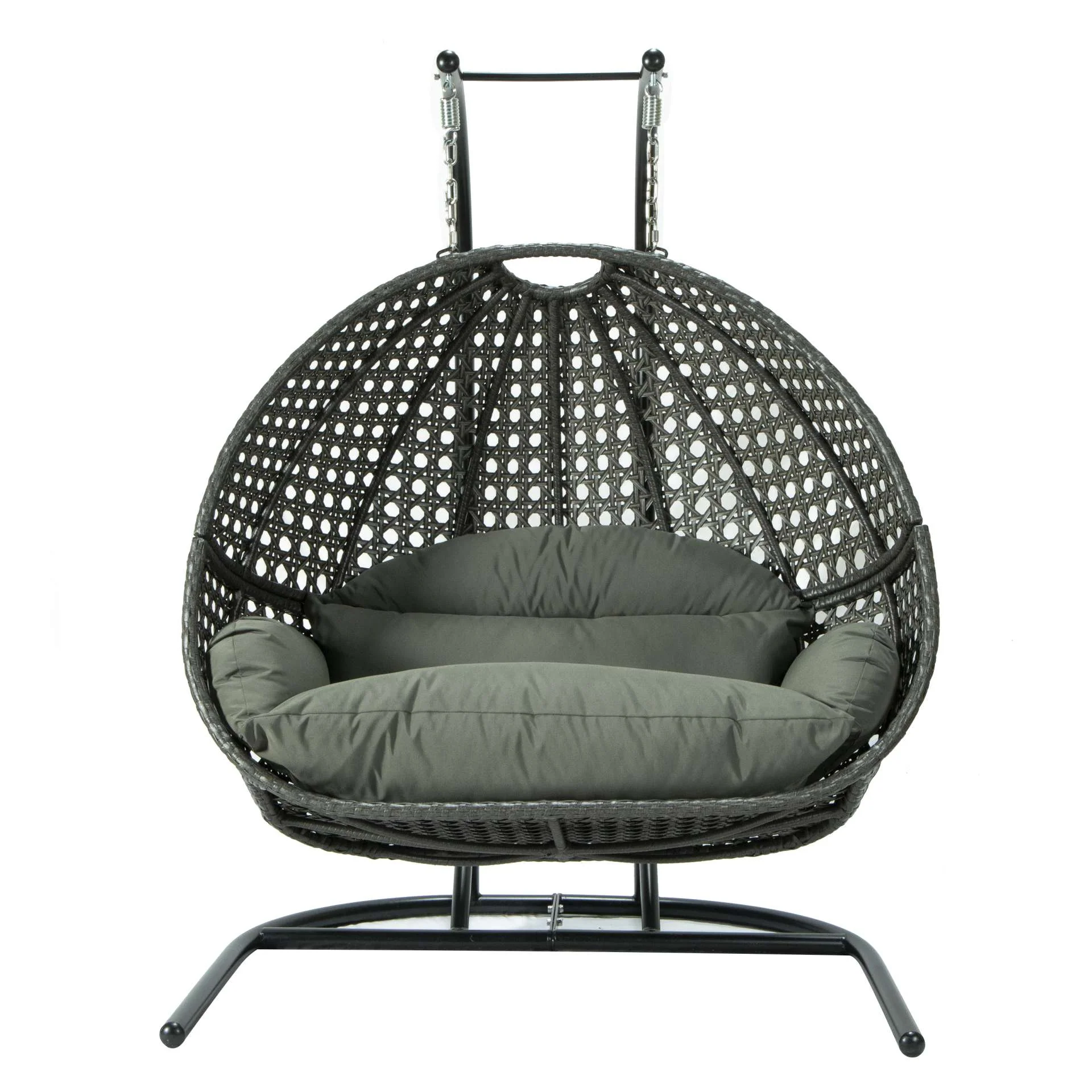 LeisureMod Wicker Hanging Double Egg Swing Chair  - EKDCH-57BR - Image 32