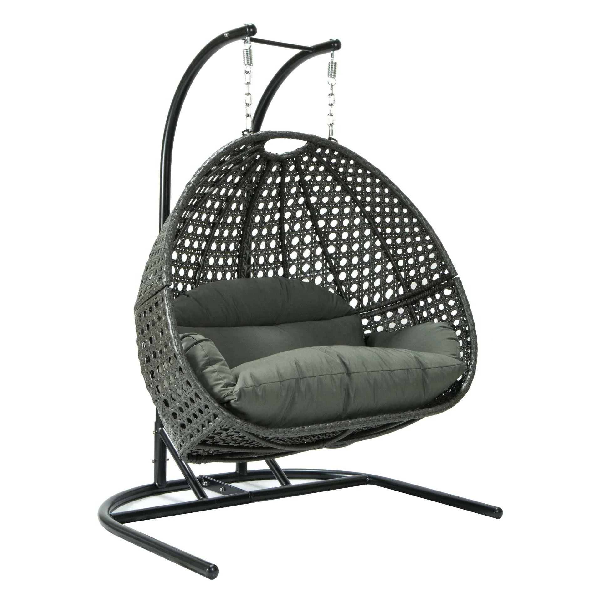 LeisureMod Wicker Hanging Double Egg Swing Chair  - EKDCH-57BR - Image 34