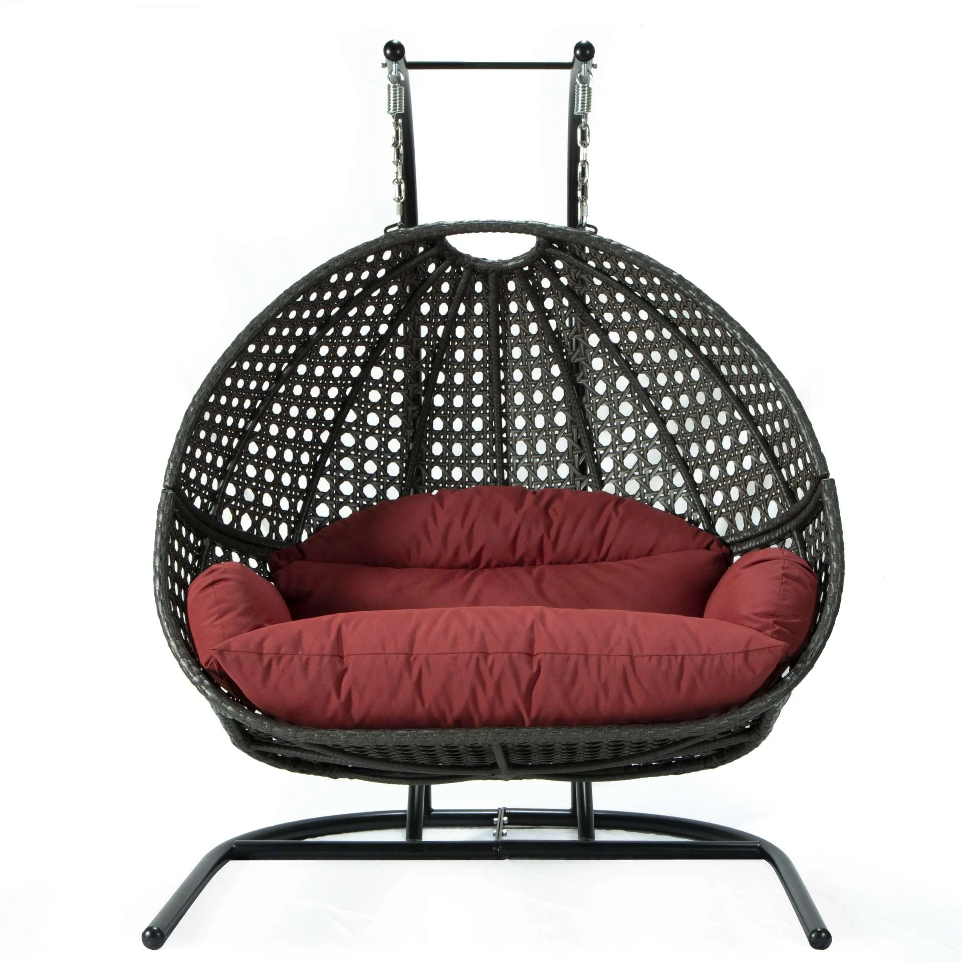 LeisureMod Wicker Hanging Double Egg Swing Chair  - EKDCH-57BR - Image 52